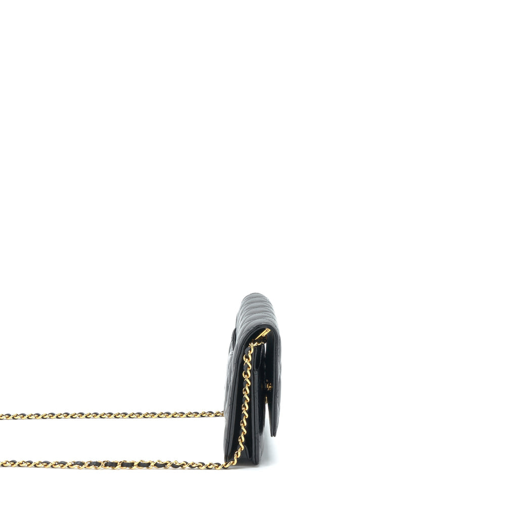 CHANEL CLASSIC WALLET ON CHAINS LAMBSKIN BLACK GHW(MICROCHIP)