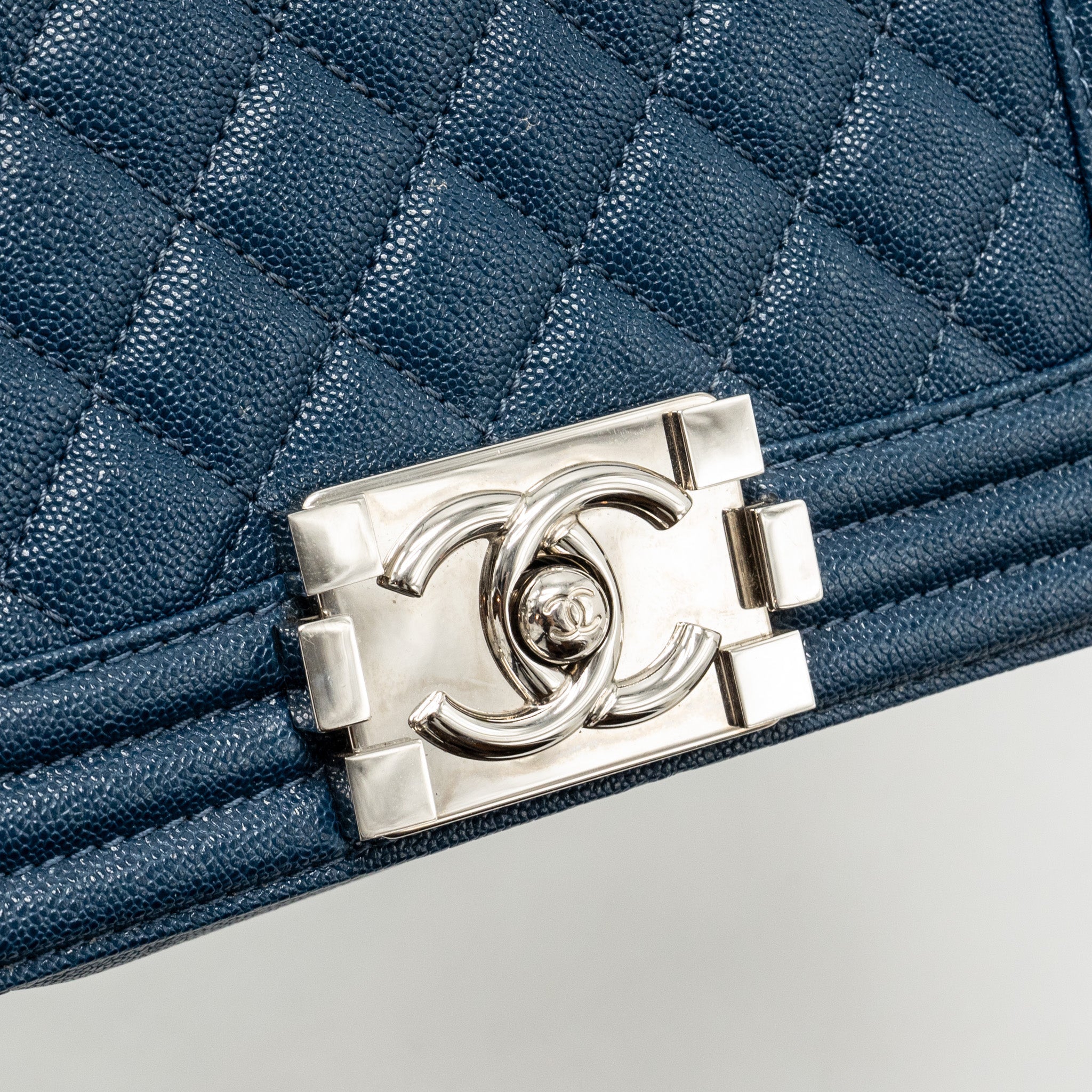 CHANEL SMALL BOY BAG CAVIAR NAVY SHW
