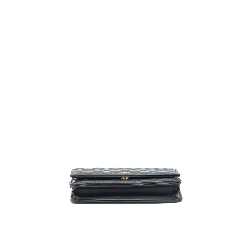 CHANEL CLASSIC WALLET ON CHAINS LAMBSKIN BLACK GHW(MICROCHIP)