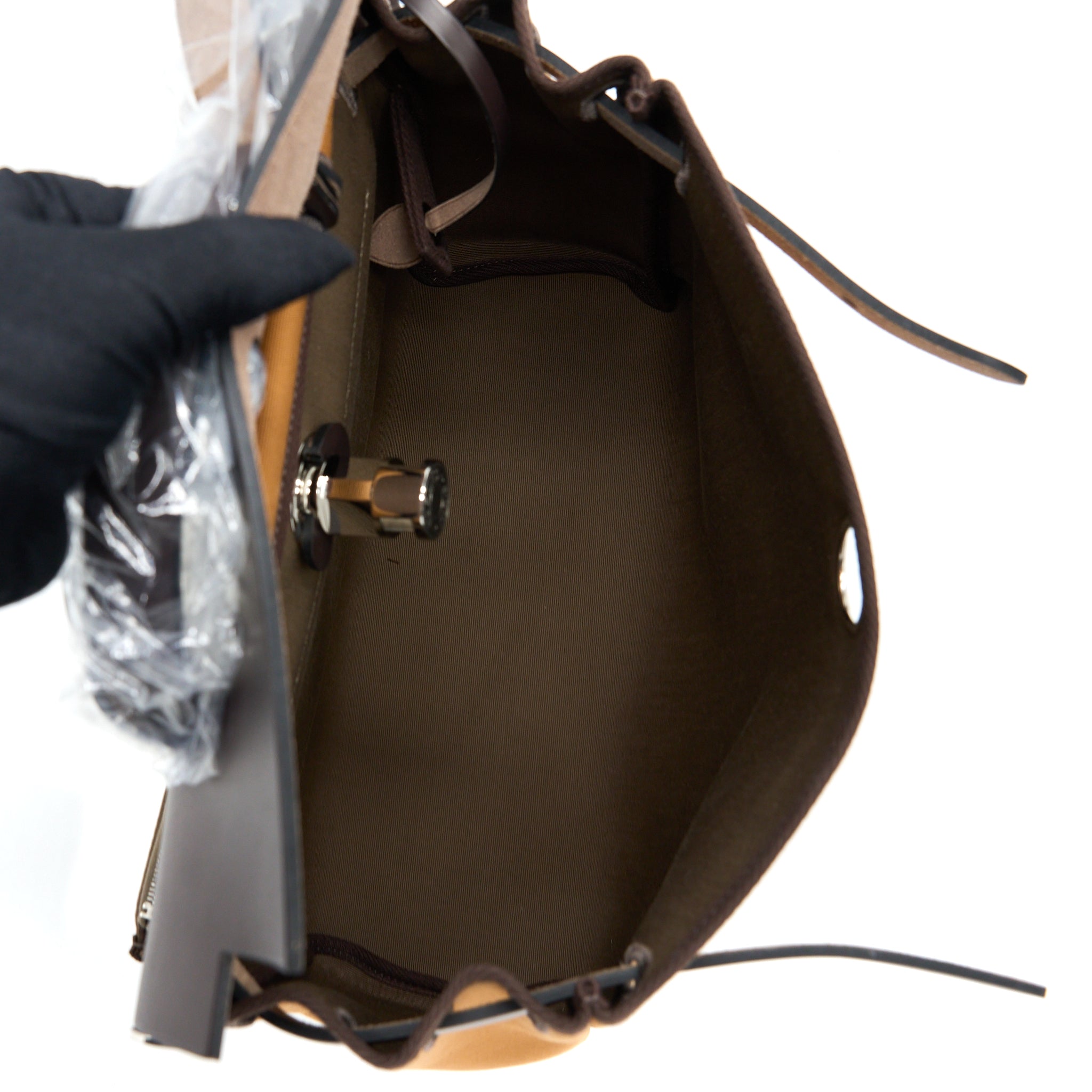 HERMES HERBAG ZIP 31 LEATHER/CANVAS EBENE/ETOUOPE/DUNE SHW