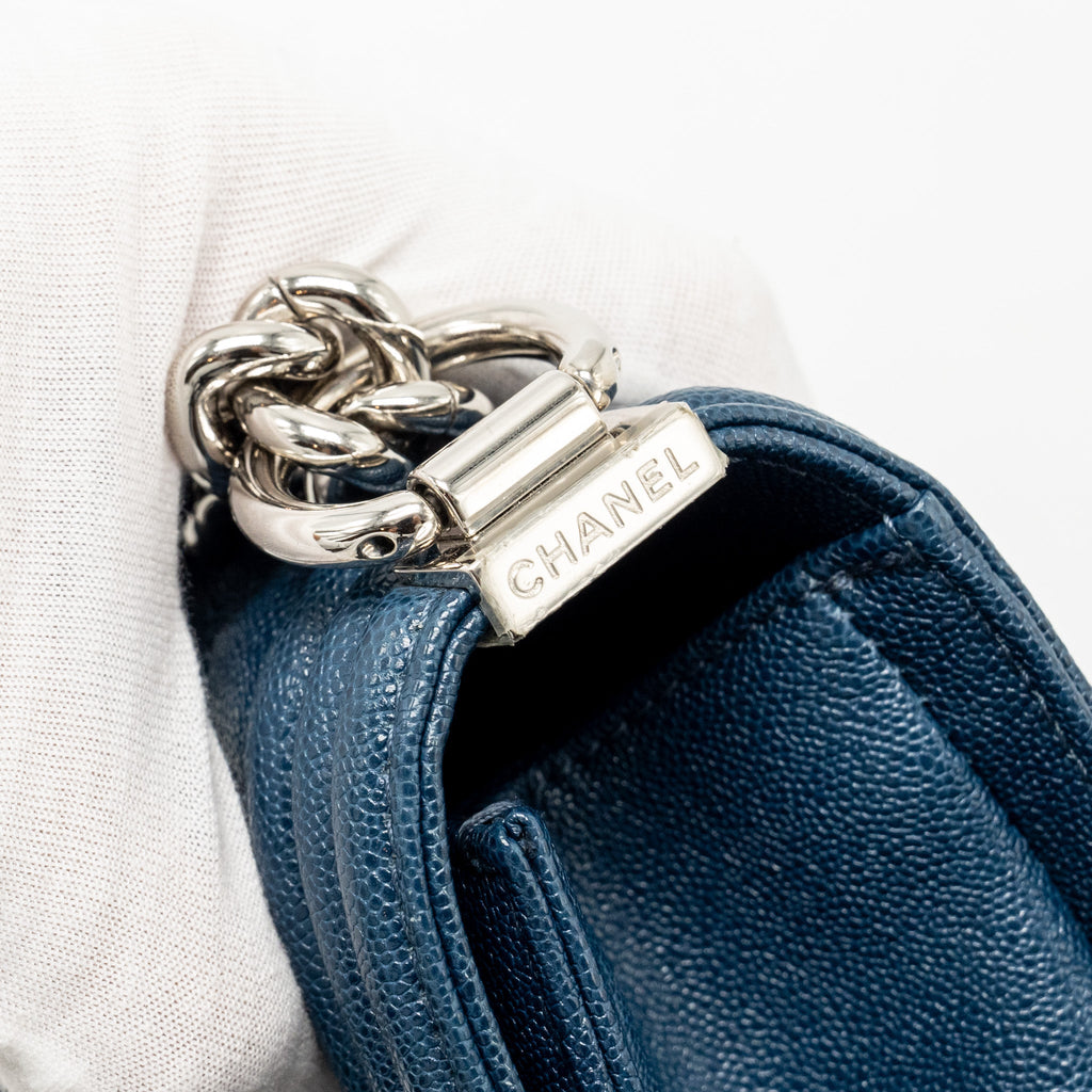 CHANEL SMALL BOY BAG CAVIAR NAVY SHW