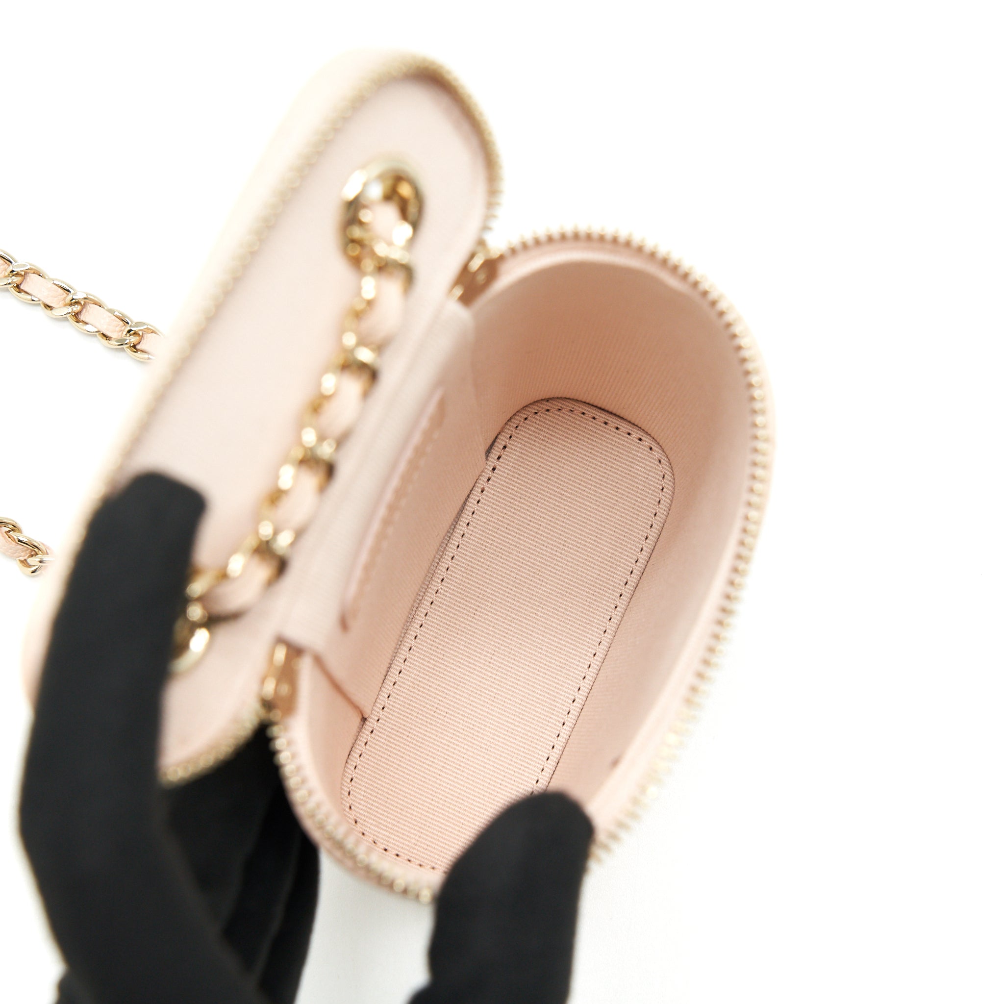 CHANEL 22C VERTICAL VANITY WITH CHAIN CAVIAR BEIGE LGHW