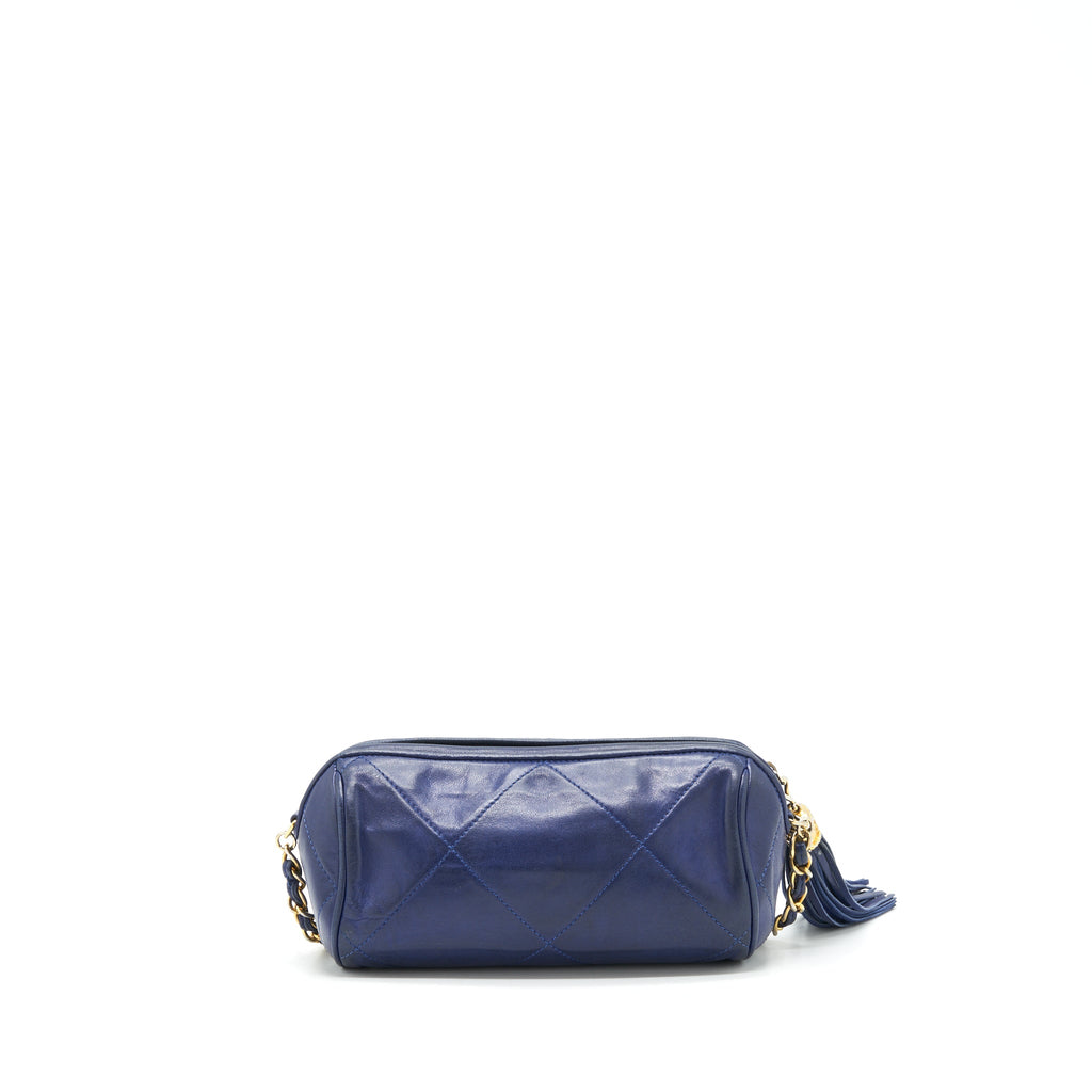 CHANEL VINTAGE BARREL BAG LAMBSKIN NAVY GHW