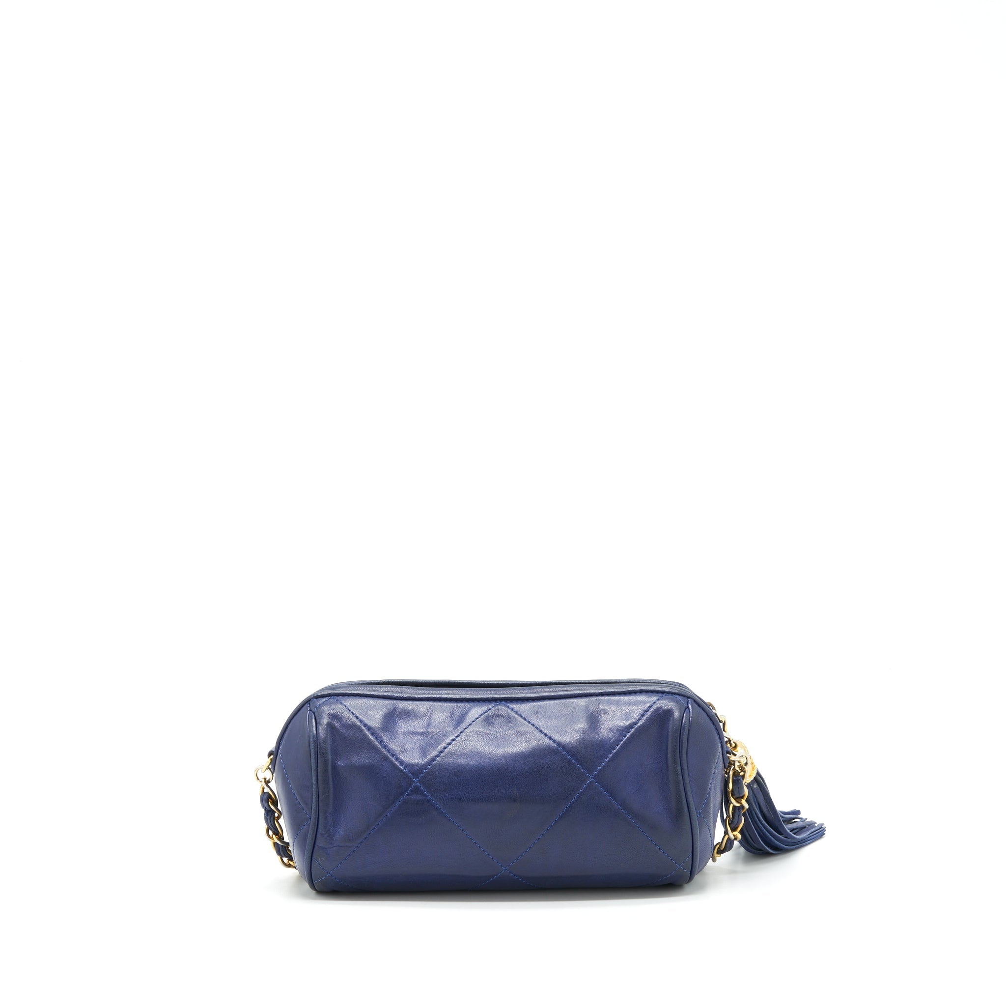 CHANEL VINTAGE BARREL BAG LAMBSKIN NAVY GHW