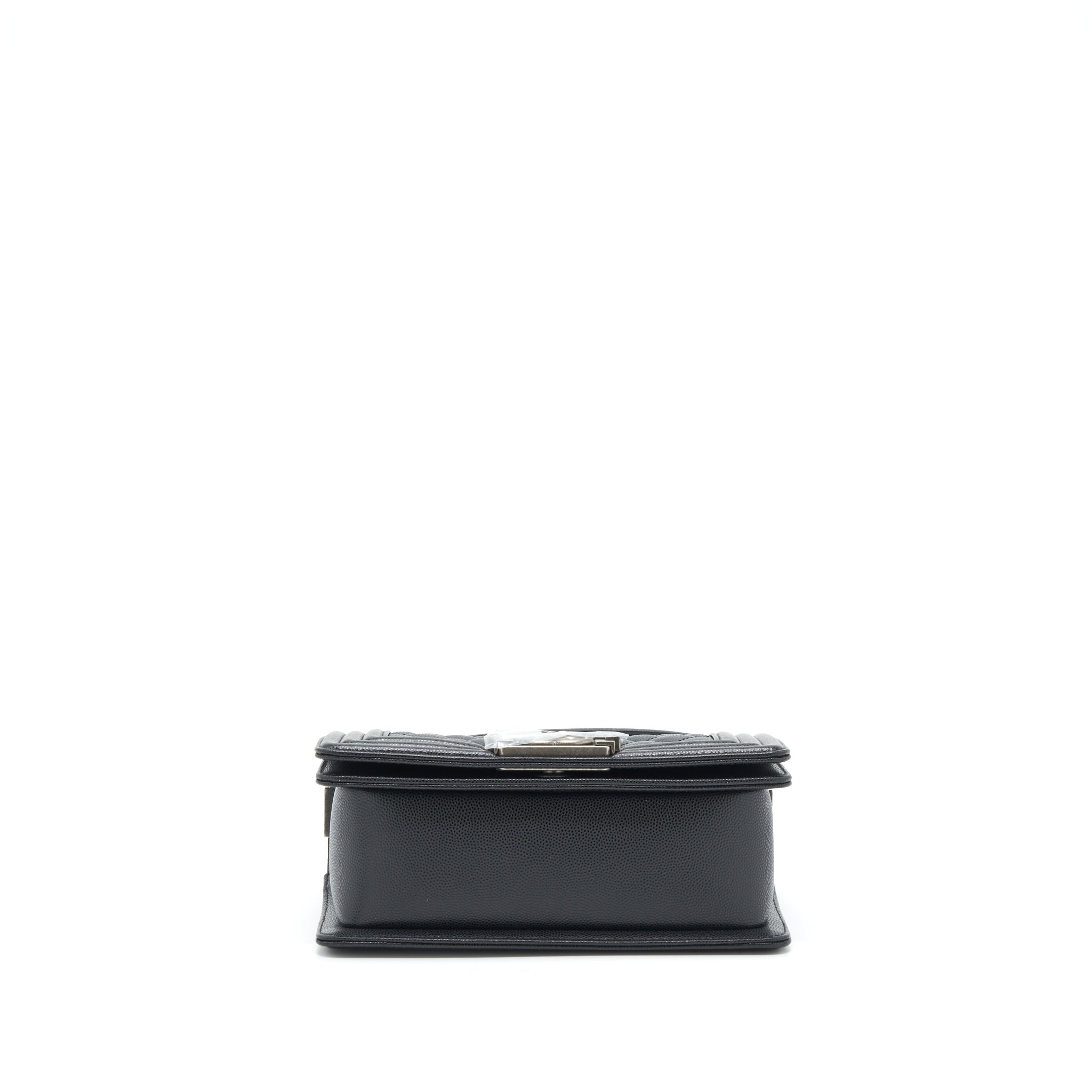 CHANEL SMALL BOY BAG CAVIAR BLACK RUTHENIUM SLIVER HARDWARE (MICROCHIP)
