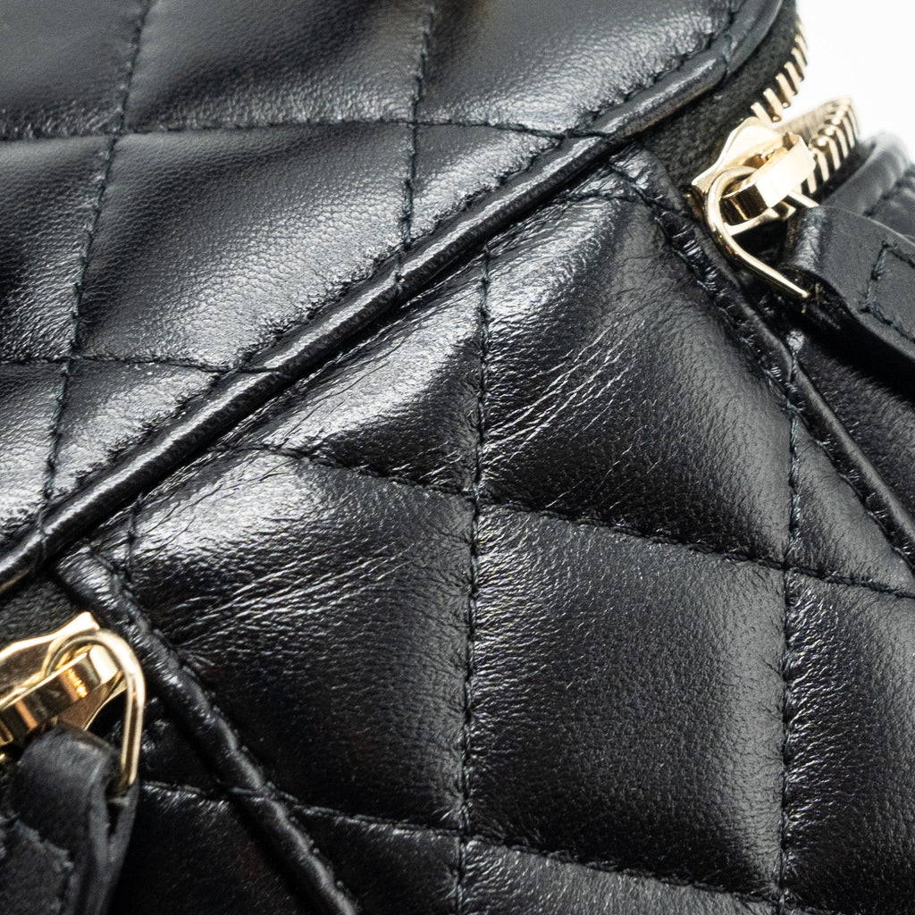 CHANEL TOP HANDLE MINI VANITY LAMBSKIN BLACK GHW