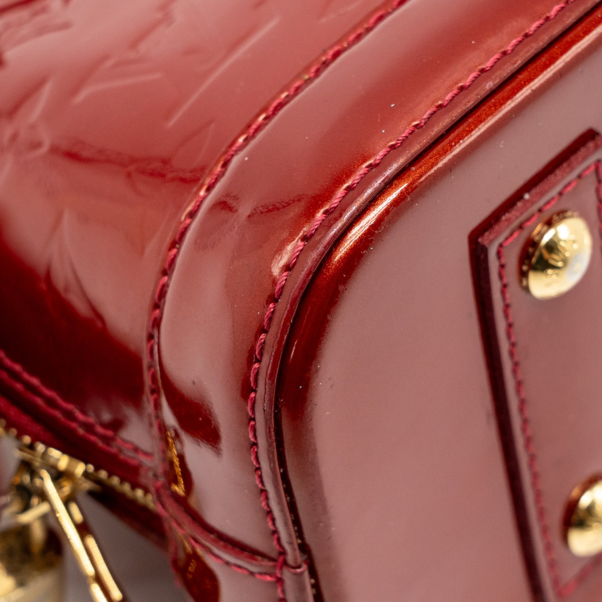 LOUIS VUITTON ALMA BB PATENT LEATHER RED GHW