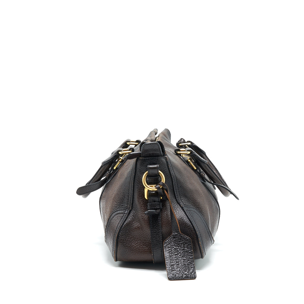 PRADA HANDLE TOTE BAG WITH STRAP IN BROWN
