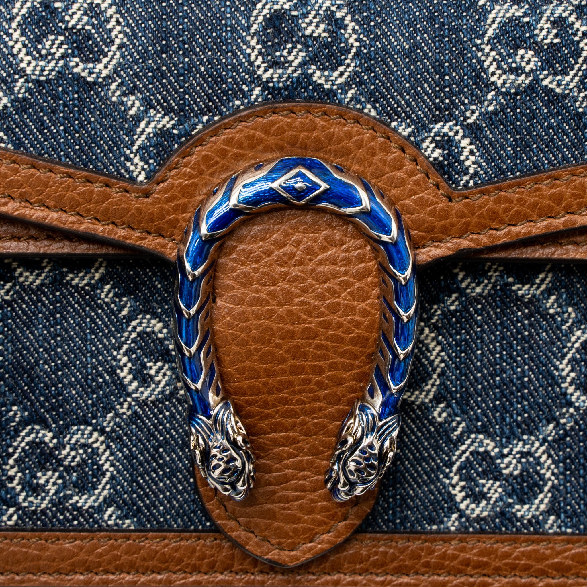 GUCCI SUPER MINI DIONYSUS GG SUPREME DENIM/CALFSKIN SHW