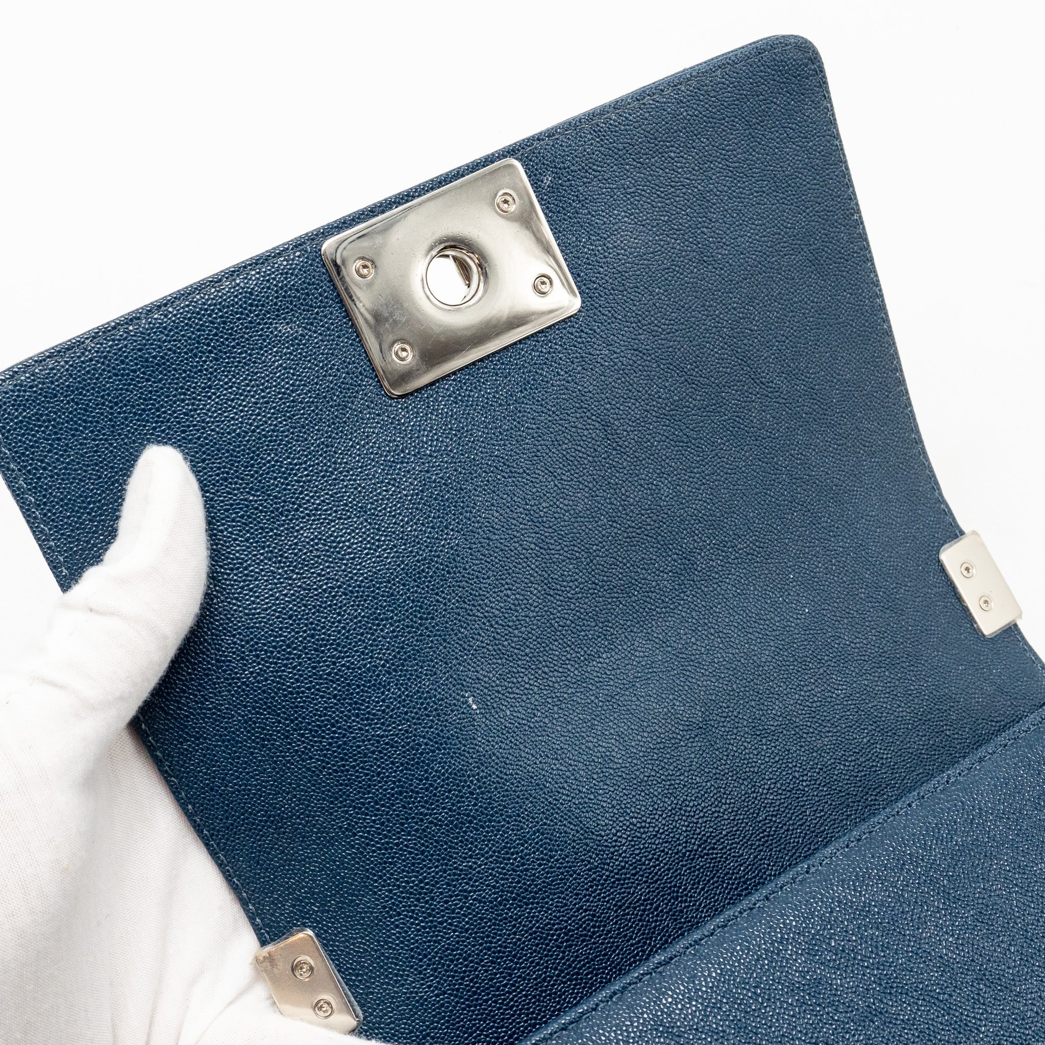 CHANEL SMALL BOY BAG CAVIAR NAVY SHW