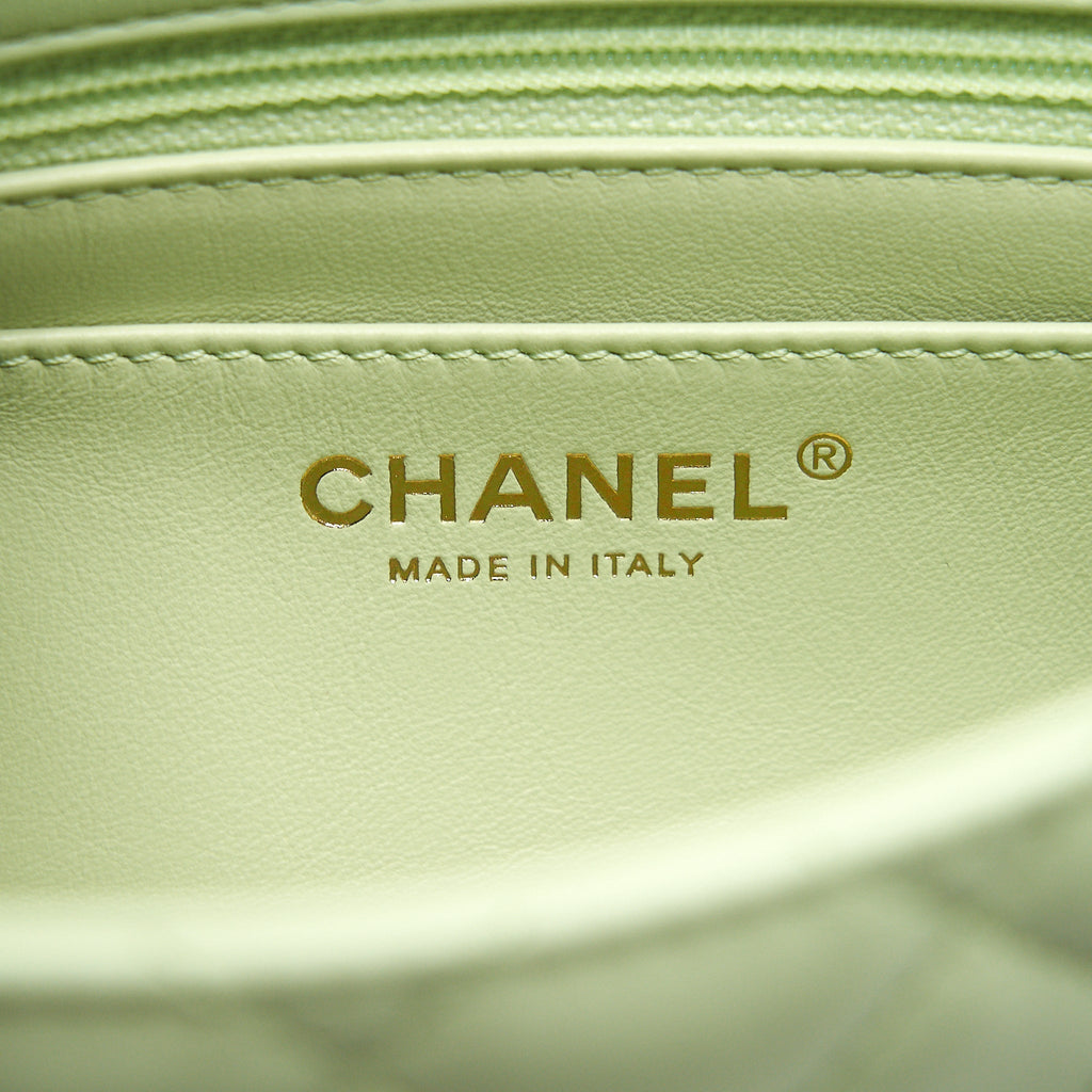 CHANEL 22C PEARL CRUSH MINI SQUARE FLAP BAG LIGHT GREEN