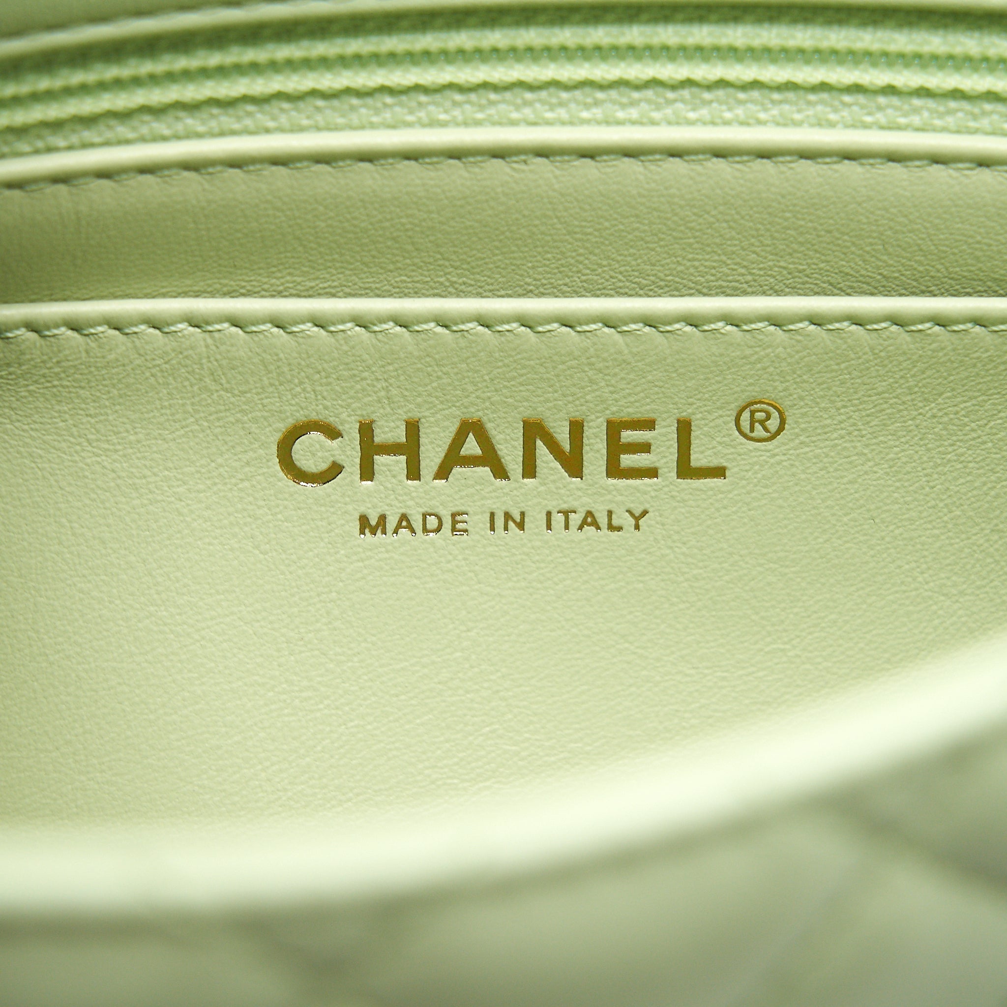CHANEL 22C PEARL CRUSH MINI SQUARE FLAP BAG LIGHT GREEN
