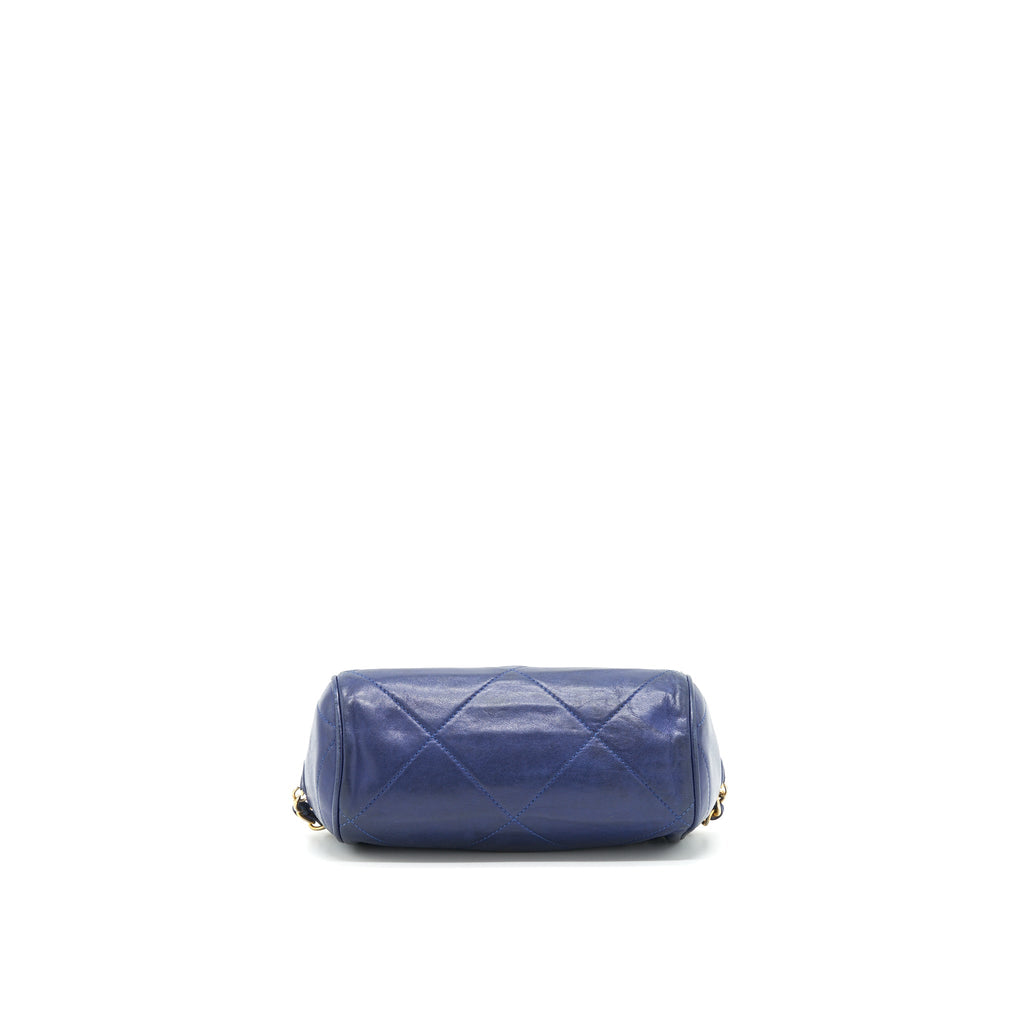 CHANEL VINTAGE BARREL BAG LAMBSKIN NAVY GHW
