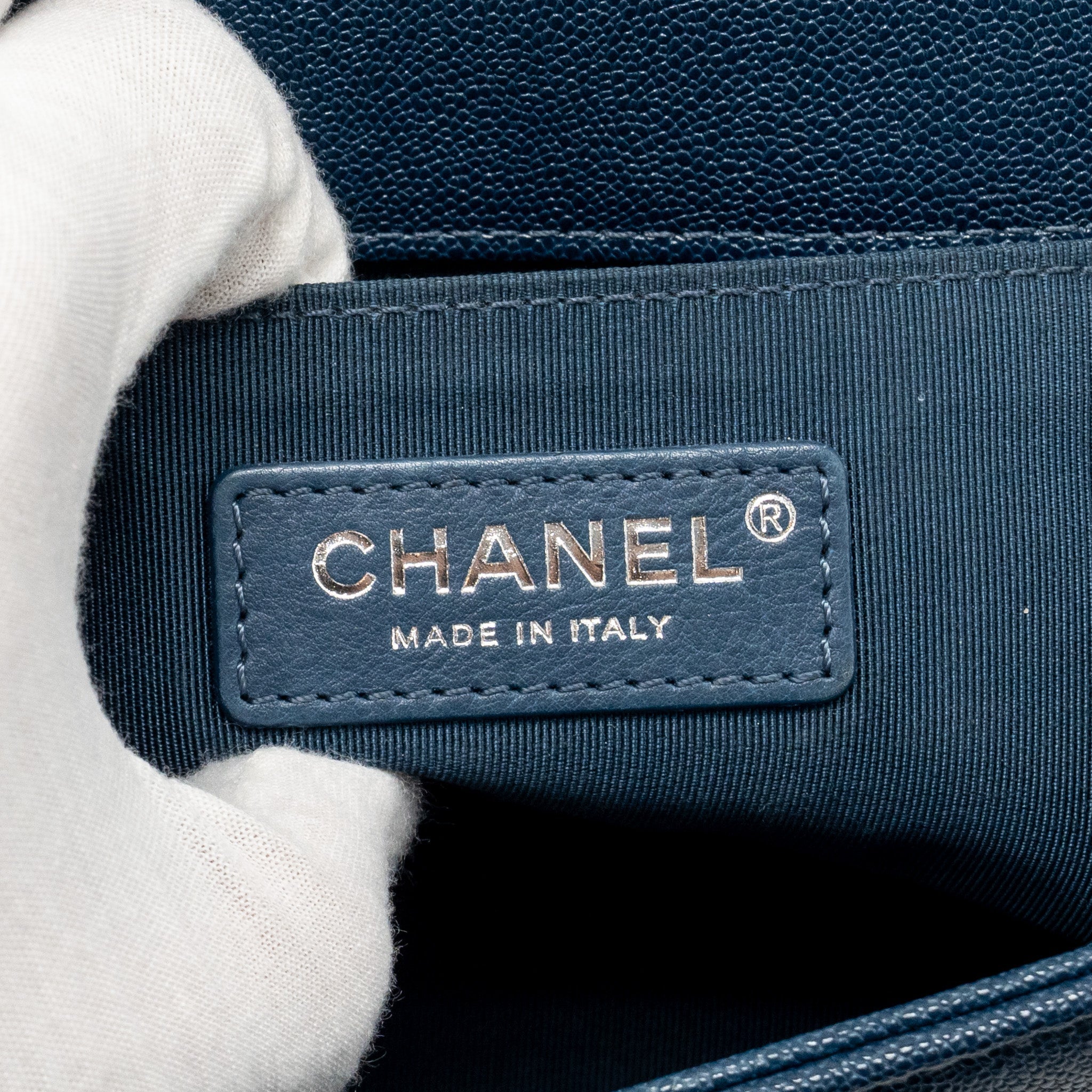CHANEL SMALL BOY BAG CAVIAR NAVY SHW
