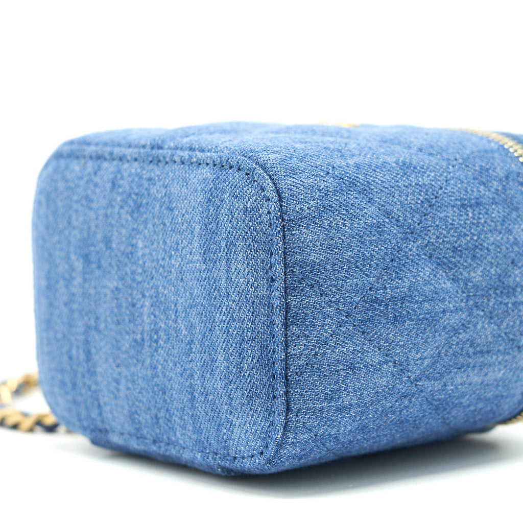 CHANEL 22C PEARL CRUSH MINI VANITY WITH CHAIN DENIM GHW
