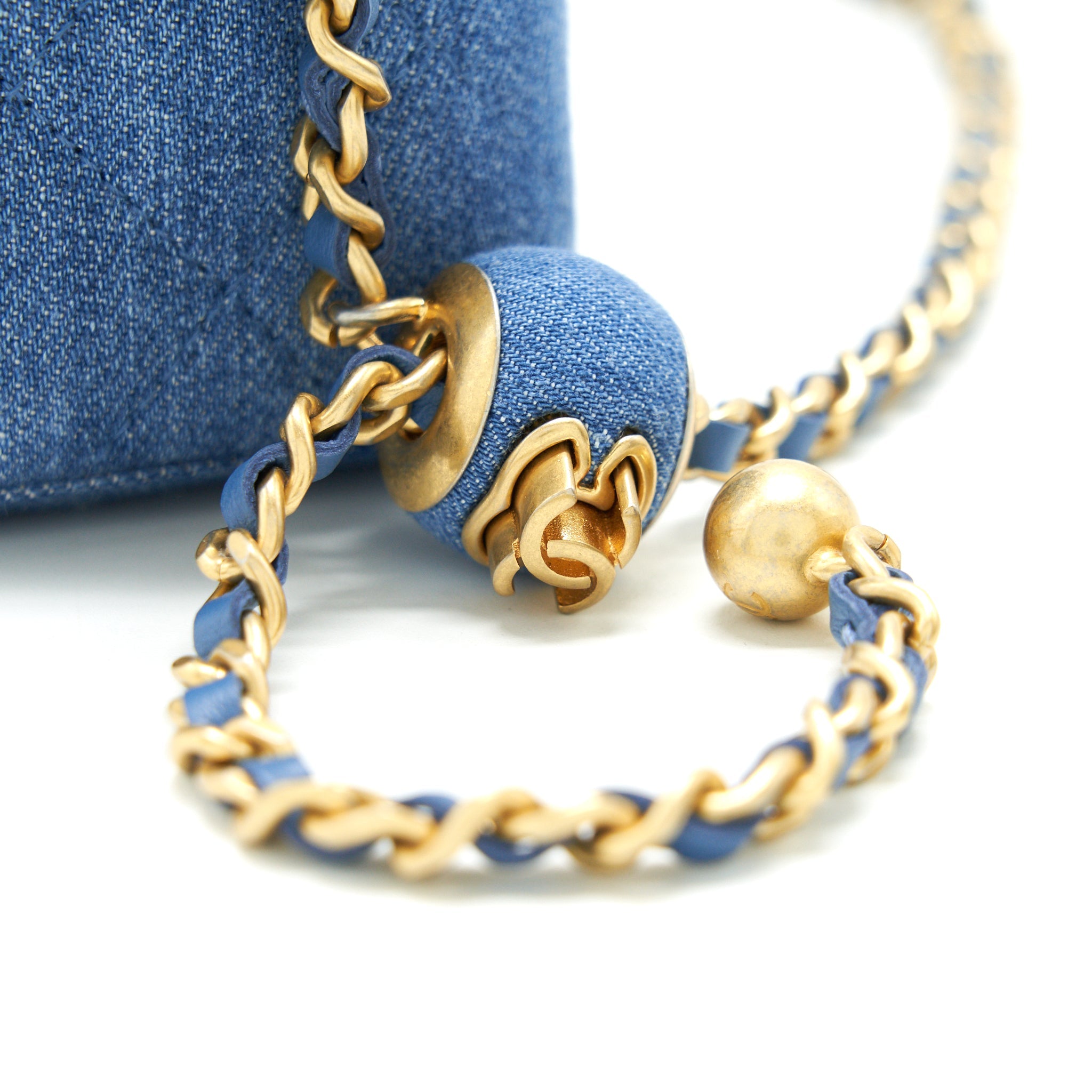 CHANEL 22C PEARL CRUSH MINI VANITY WITH CHAIN DENIM GHW