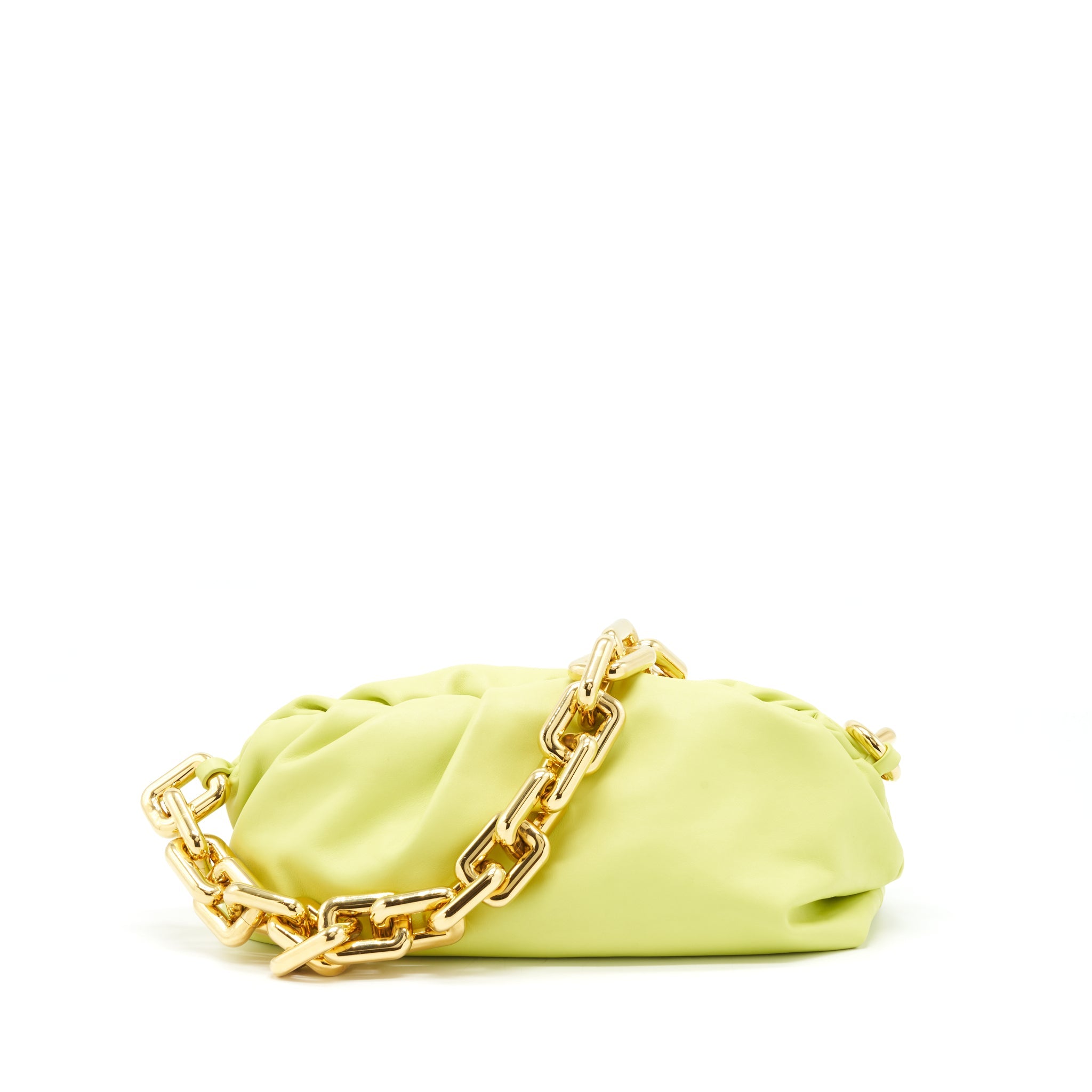 BOTTEGA VENETA CHAIN POUCH CALFSKIN LIGHT GREEN GHW