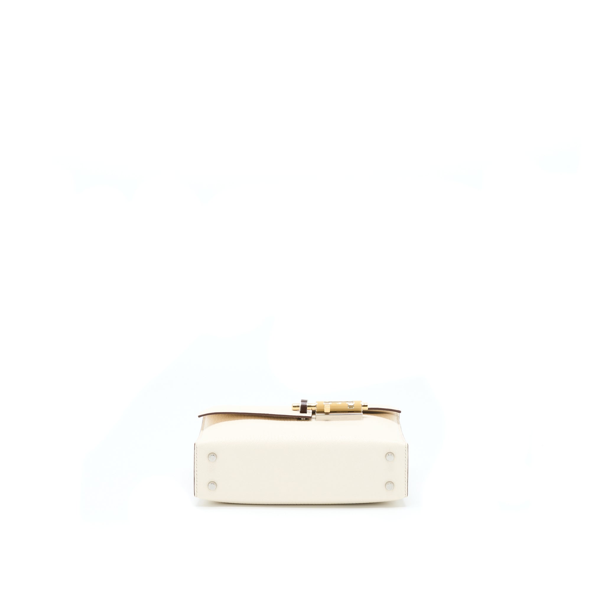 HERMES MINI VERROU BAG CHEVRE MYSORE NATA WITH HAVANE/TCHAI/ETOUPE HARDWARE