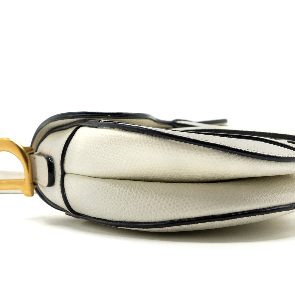 DIOR MINI SADDLE BAG CALFSKIN WHITE GHW