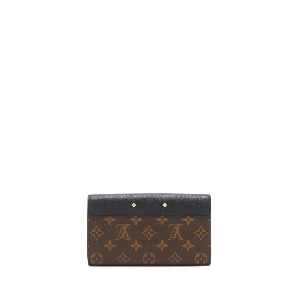 LOUIS VUITTON LONG WALLET BLACK/MONOGRAM CANVAS GHW