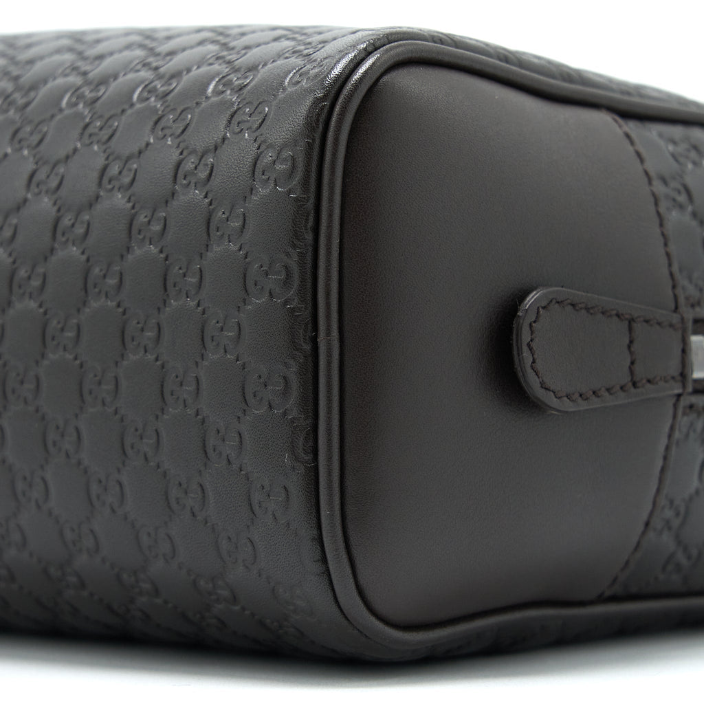 GUCCI GG PRINT POUCH CALFSKIN DARK BROWN SHW