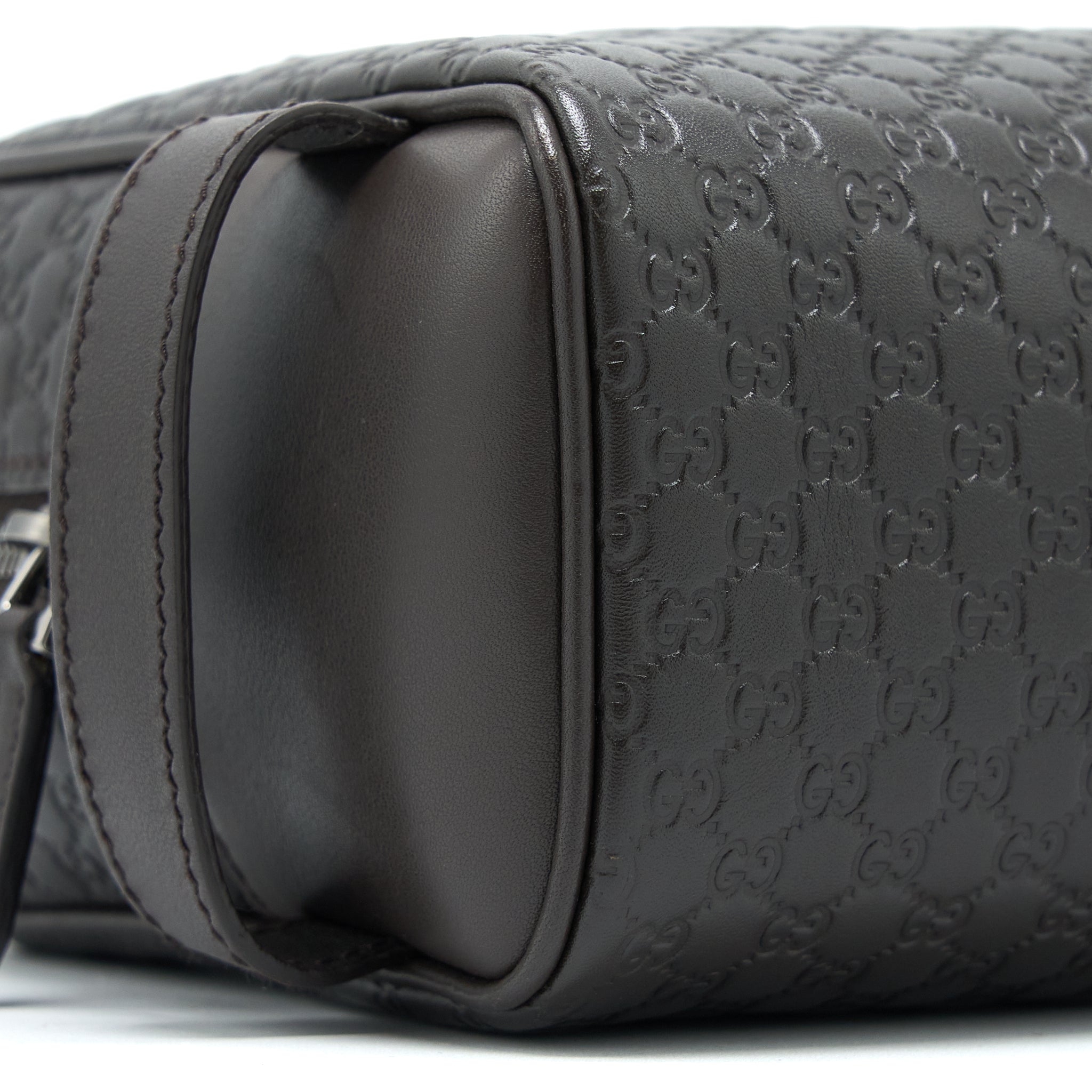 GUCCI GG PRINT POUCH CALFSKIN DARK BROWN SHW