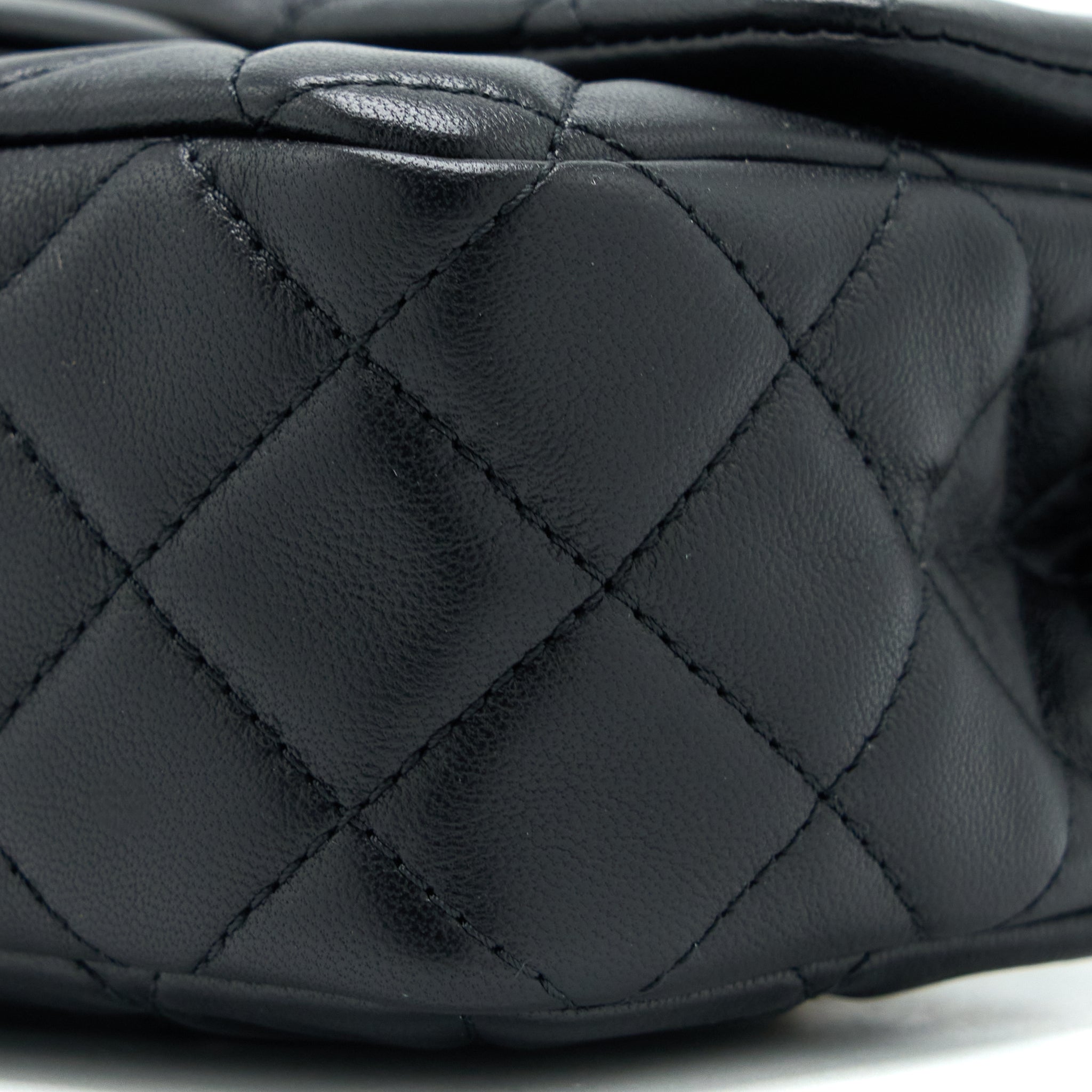 CHANEL PEARL CRUSH MINI RECTANGULAR LAMBSKIN BLACK BRUSHED GHW (MICROCHIP)