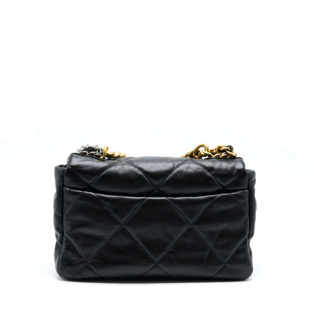 CHANEL MEDIUM 19 BAG GOATSKIN BLACK WITH MULTICOLOUR HARDWARE