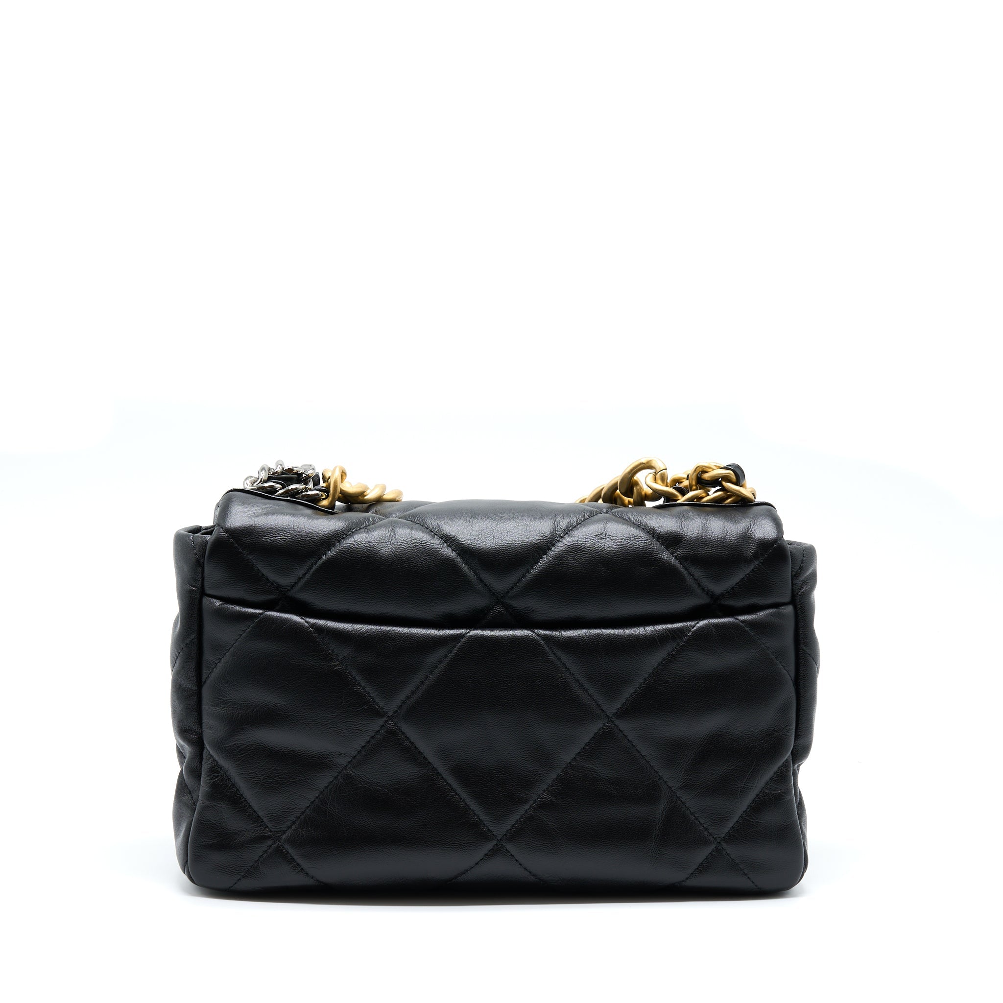 CHANEL MEDIUM 19 BAG GOATSKIN BLACK WITH MULTICOLOUR HARDWARE