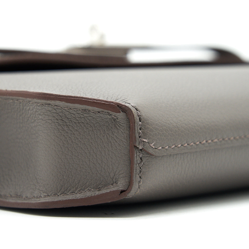 HERMES POUCHETTE KELLY DEPENCHES 25 VEAU EVERCOLOUR 8F GRIS ETAIN SHW