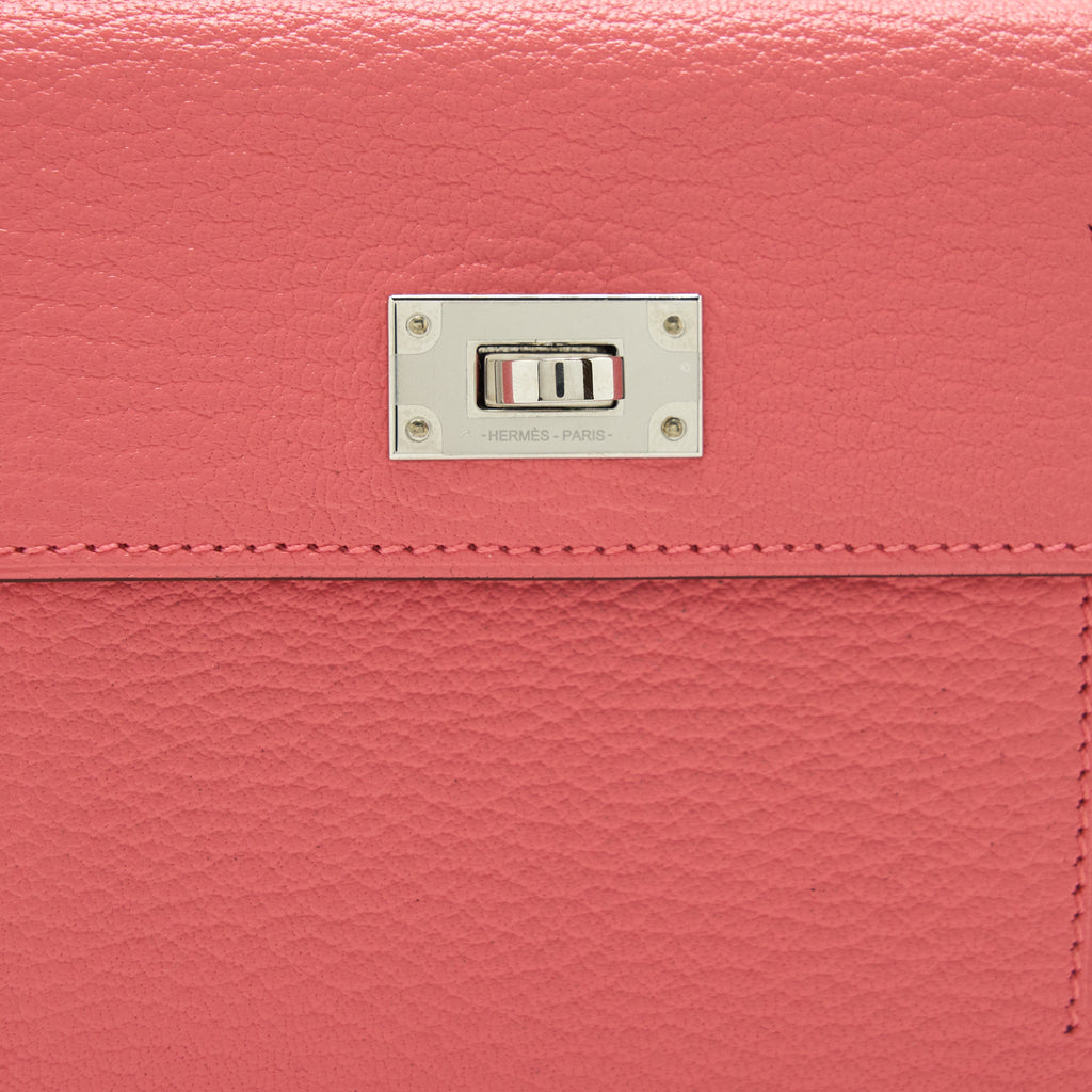 HERMES KELLY POCKET COMPACT WALLET CHEVRE MYSORE ROSE ETE SHW