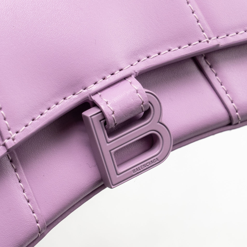 BALENCIAGA MINI HOURGLASS BAG CALFSKIN LIGHT PURPLE SHW