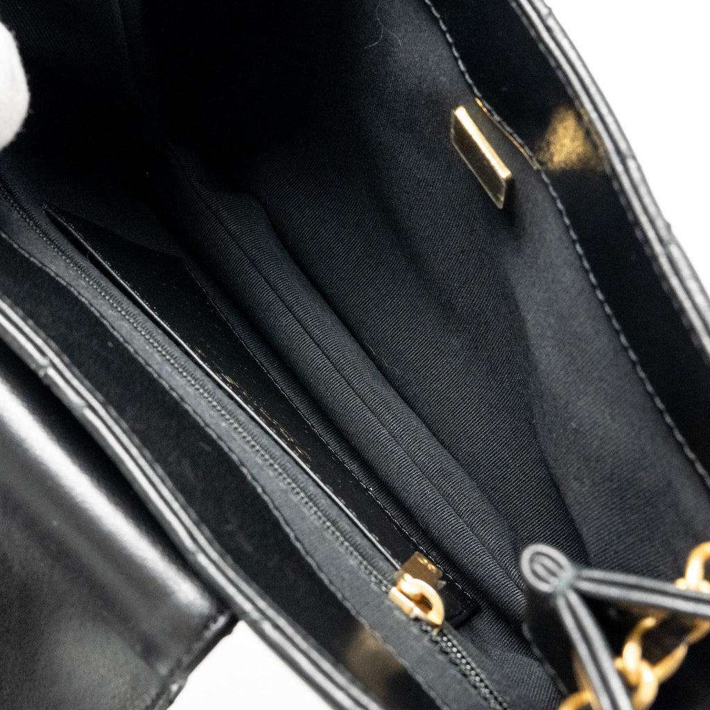 CHANEL 24C QUILTED SMALL MESSENGER BAG BLACK LAMBSKIN GHW (MICROCHIP)