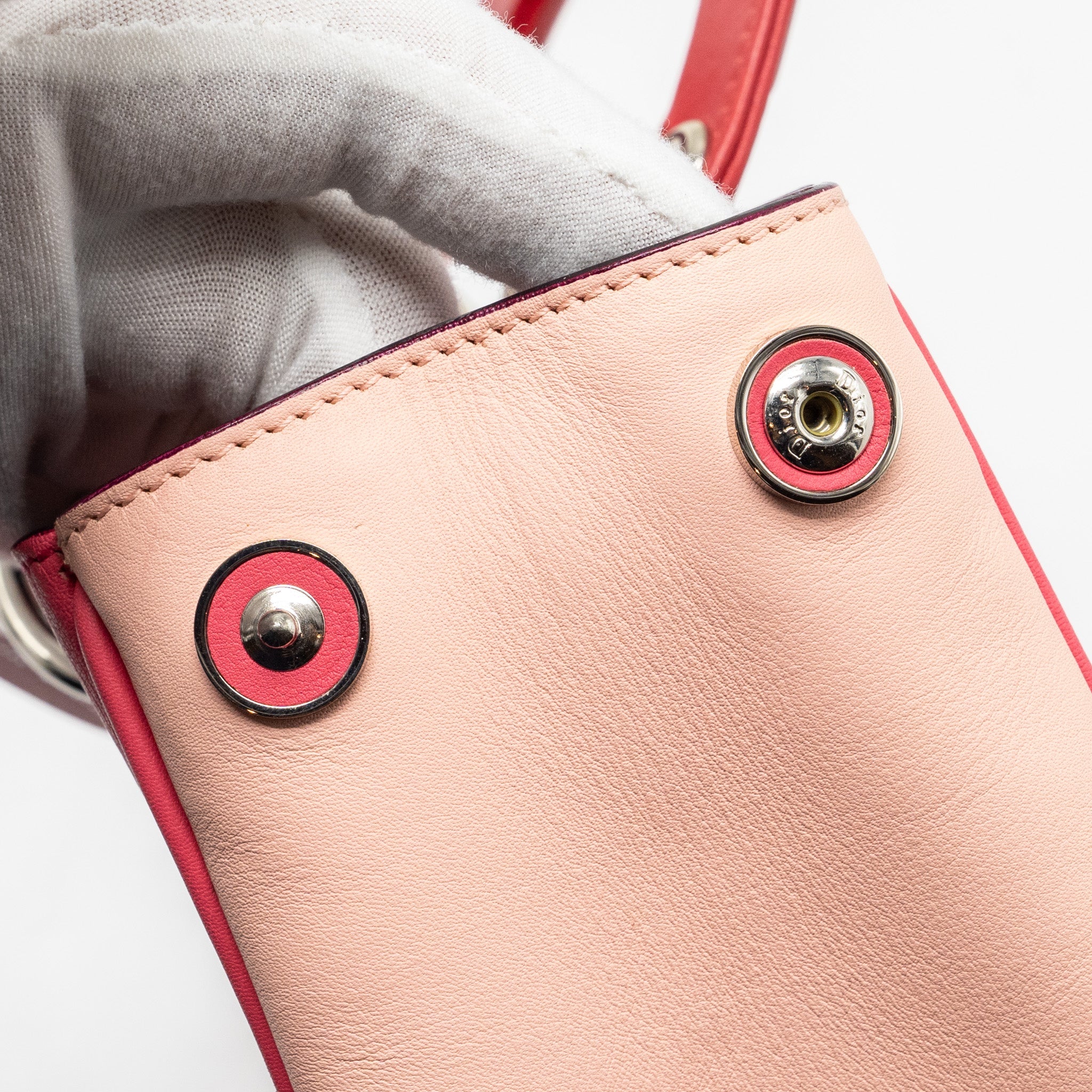 DIOR MINI DIORISSIMO TOTE BAG CALFSKIN DARK PINK/LIGHT PINK SHW