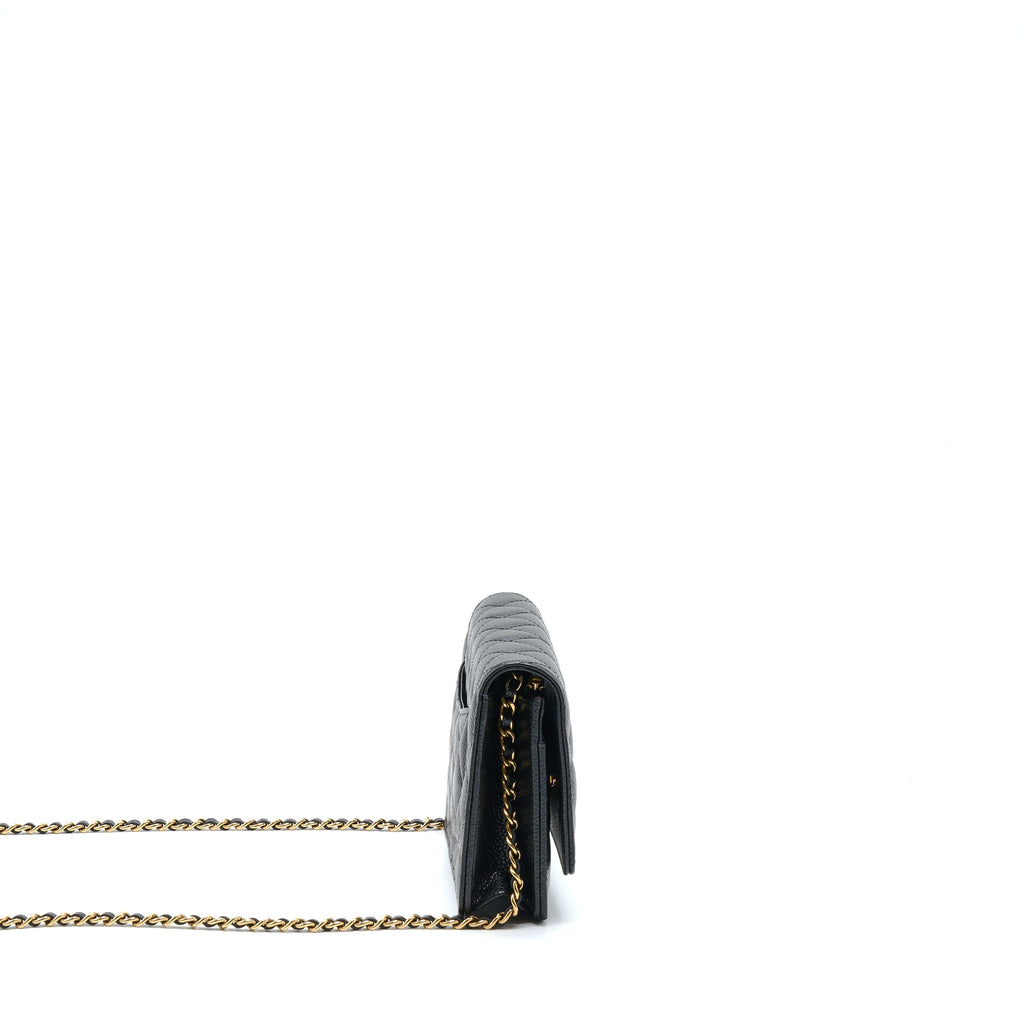 CHANEL CLASSIC WALLET ON CHAIN CAVIAR BLACK GHW (MICROCHIP)