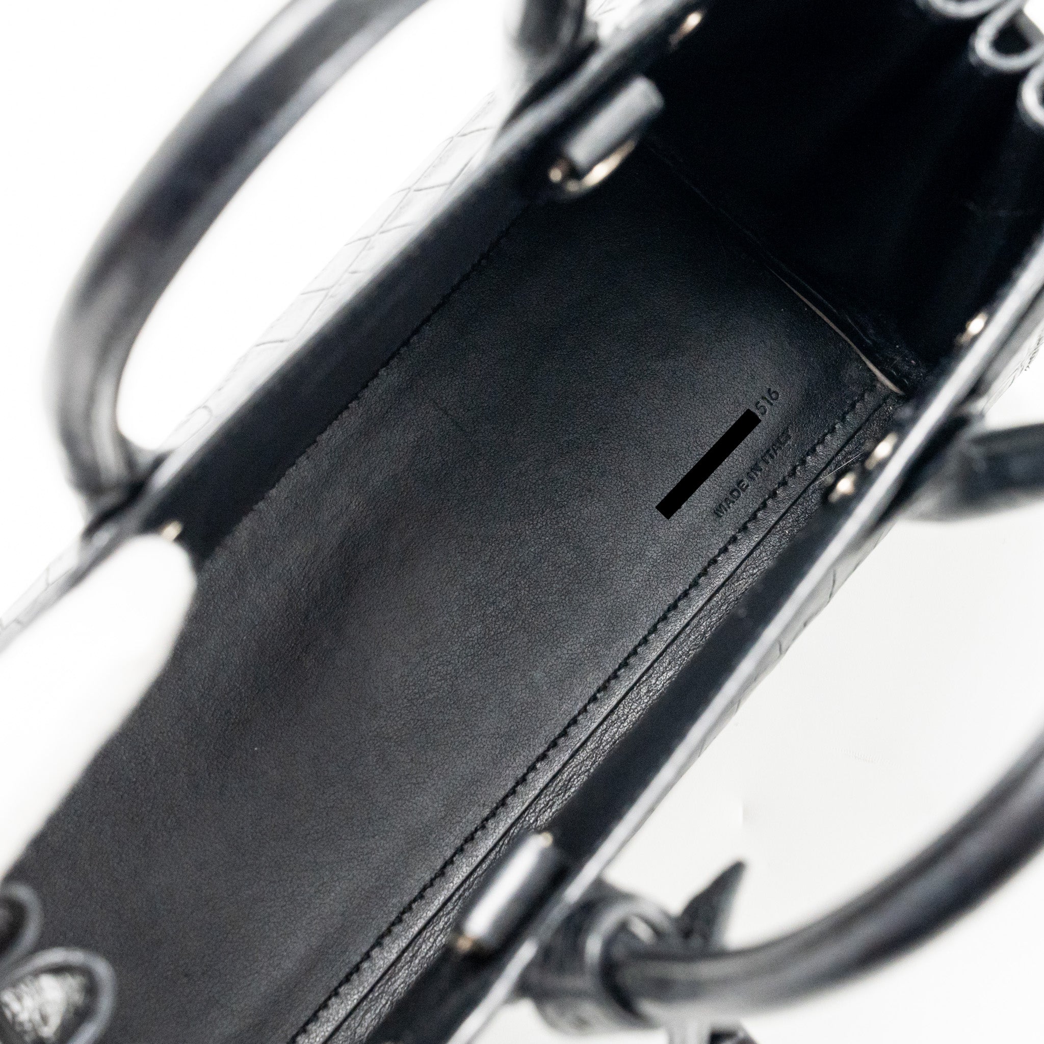 SAINT LAURENT NANO SAC DE JOUR CROC EMBOSSED CALFSKIN BLACK SHW