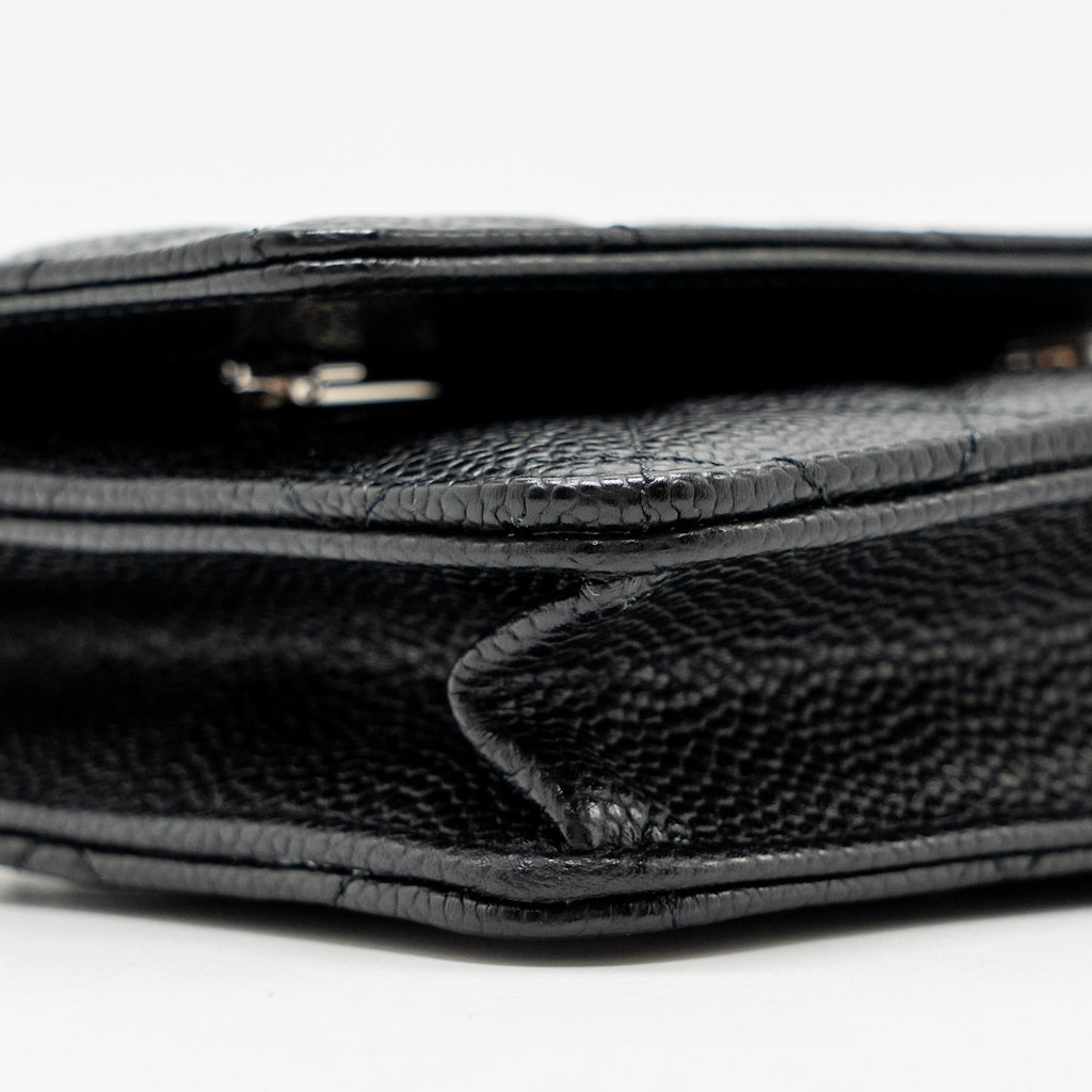 CHANEL CLASSIC WALLET ON CHAIN CAVIAR BLACK SHW (MICROCHIP)
