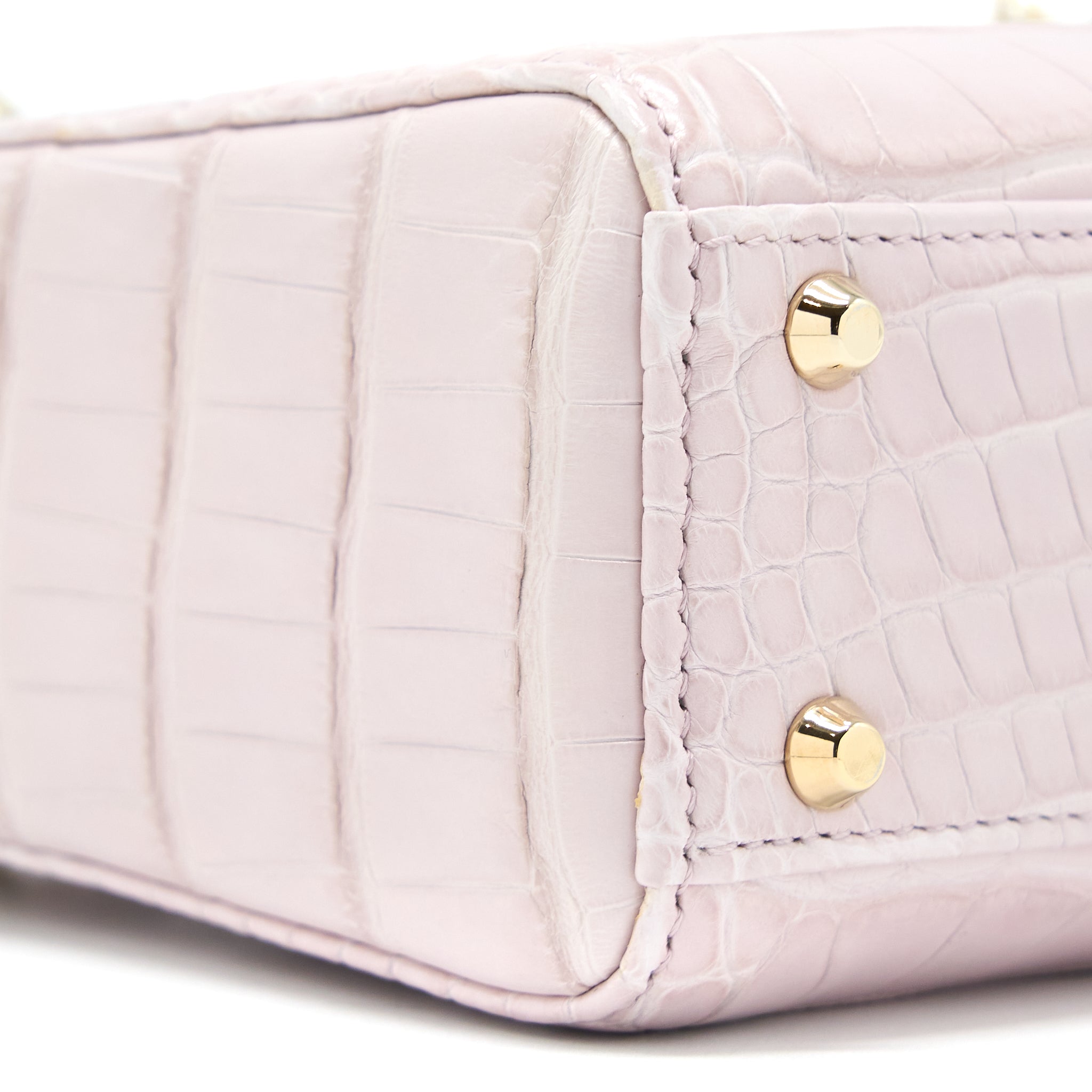 DIOR MINI LADY DIOR ALLIGATOR MISSISSIPPIENSIS LIGHT PINK CRYSTAL LGHW