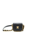 CHANEL MINI FLAP GIANT CHAIN CROSSBODY BAG LAMBSKIN BLACK BRUSHED GHW