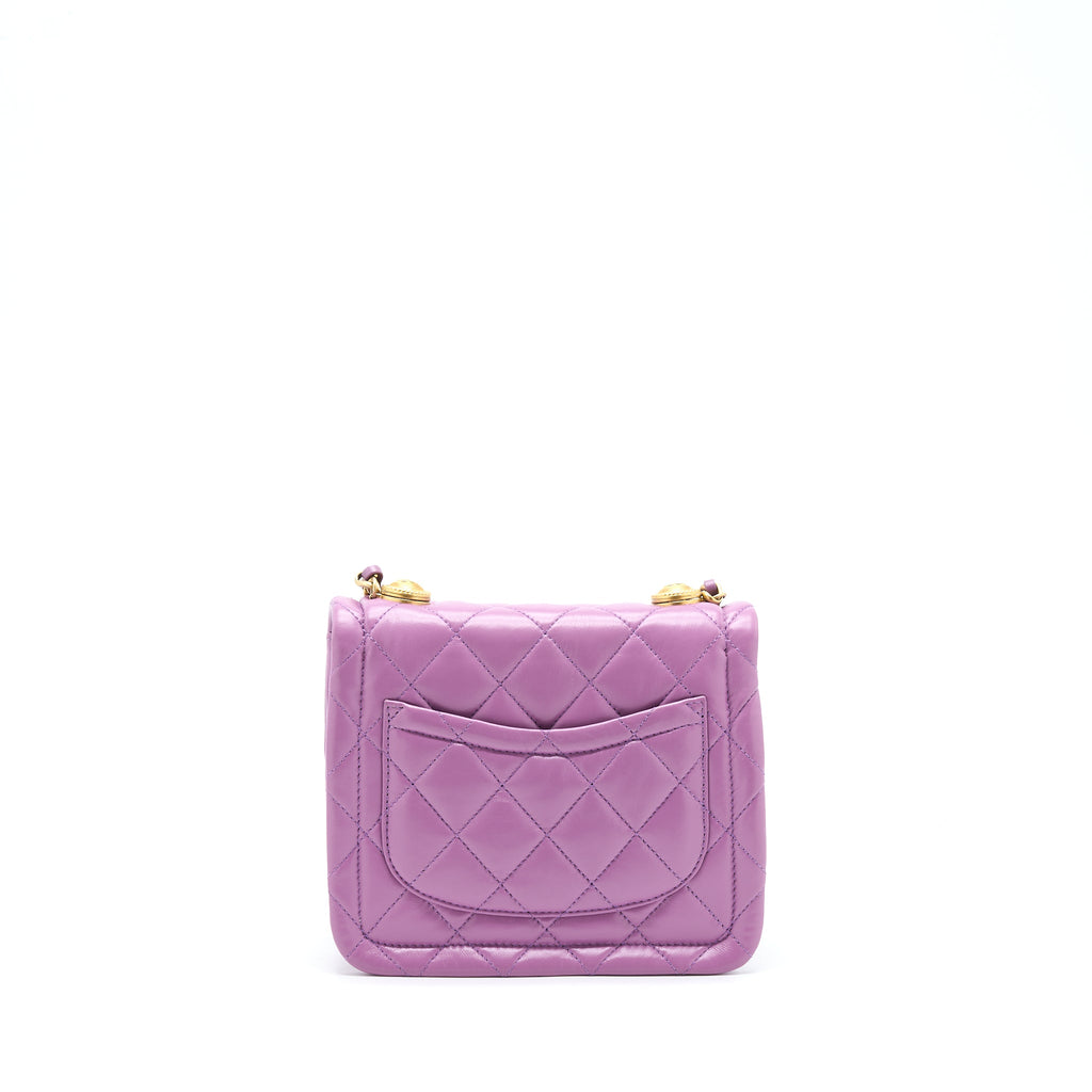 CHANEL SQUARE FLAP BAG LAMBSKIN LIGHT PURPLE BRUSHED GHW