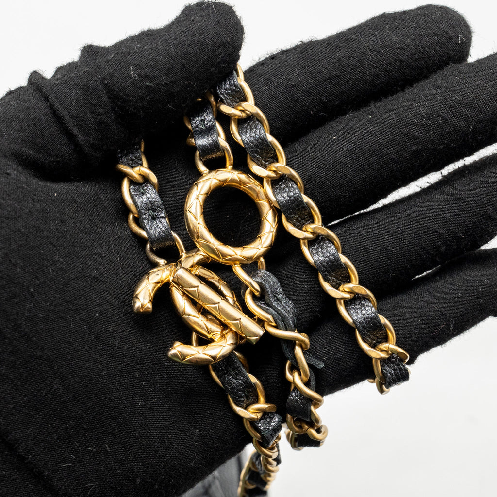 CHANEL 23B WALLET ON CHAIN WITH ADJUSTABLE CHAIN CAVIAR BLACK GHW (MICROCHIP)