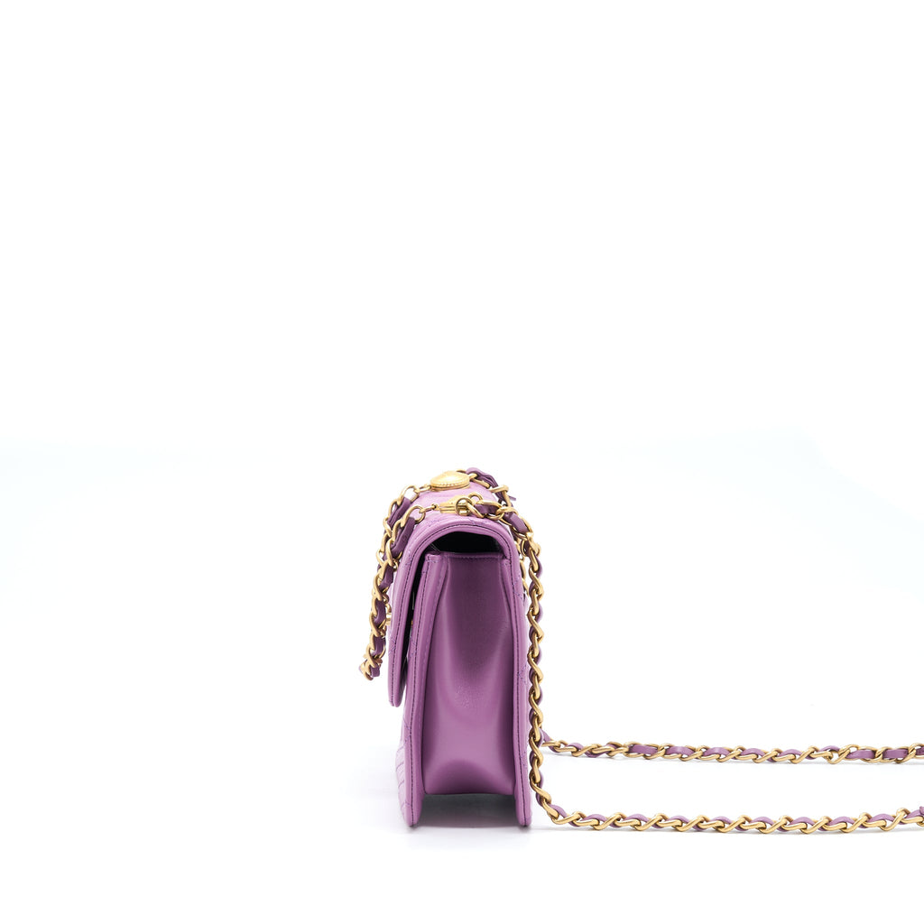 CHANEL SQUARE FLAP BAG LAMBSKIN LIGHT PURPLE BRUSHED GHW