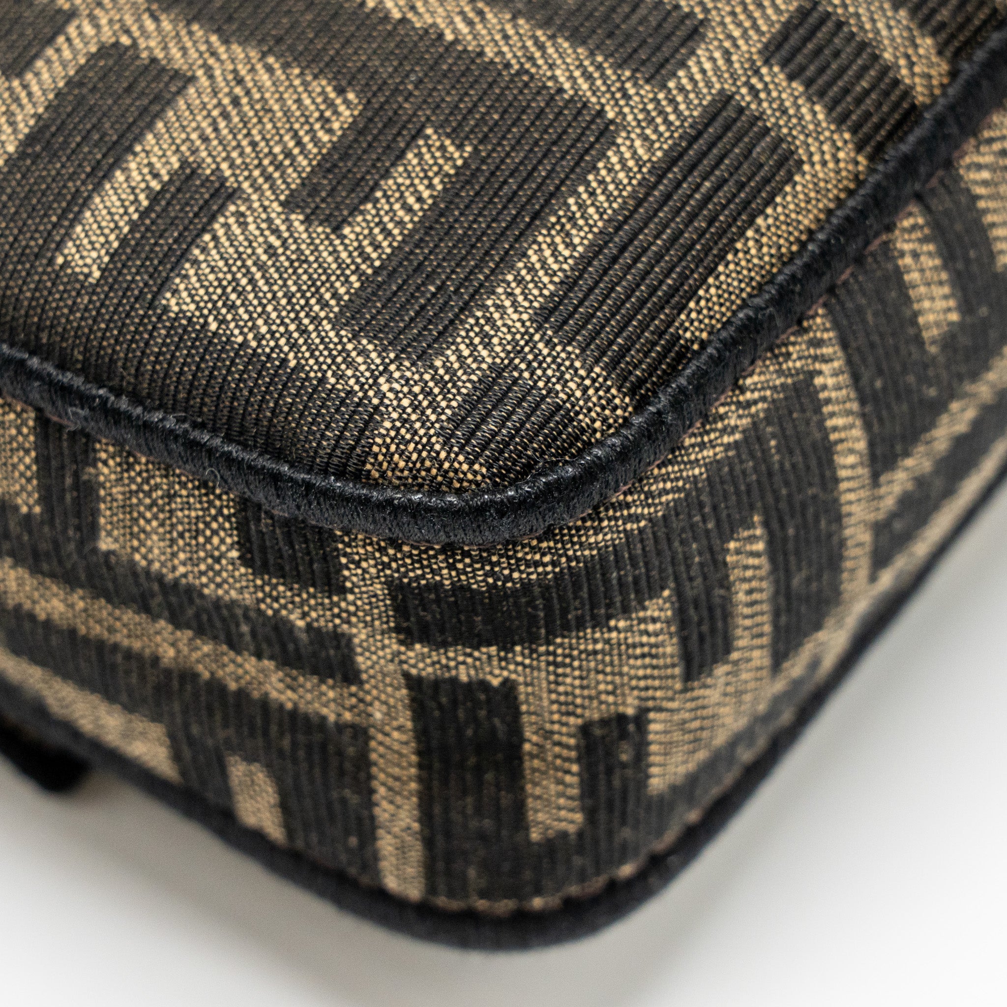 FENDI MINI BAGUETTE FF JACQUARD CANVAS BROWN GHW