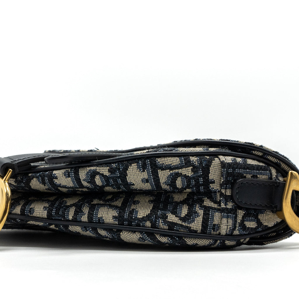 DIOR MINI SADDLE BAG BLUE OBLIQUE JACQUARD GHW