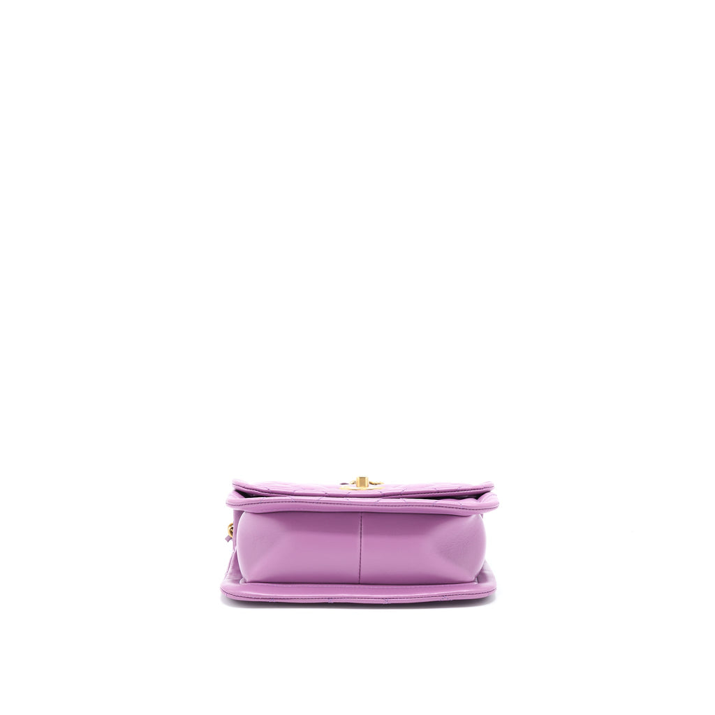 CHANEL SQUARE FLAP BAG LAMBSKIN LIGHT PURPLE BRUSHED GHW