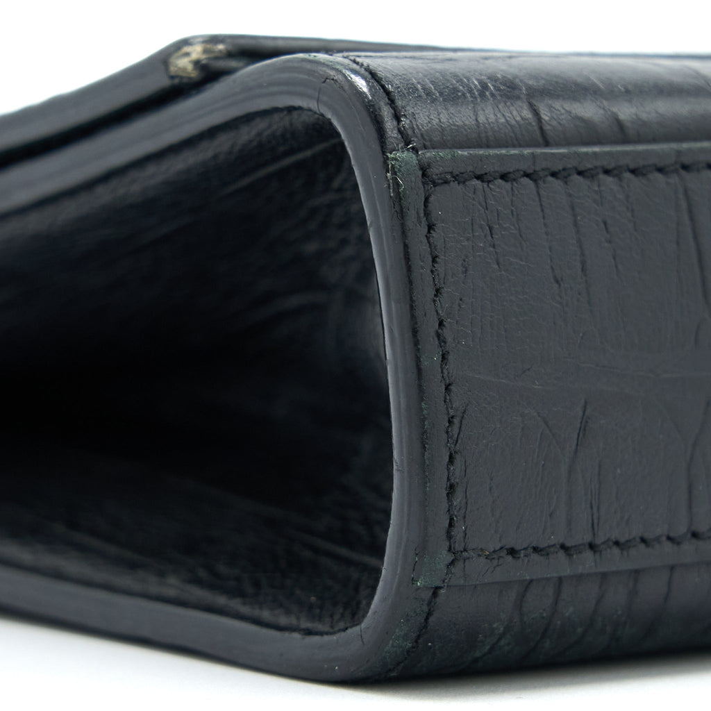 SAINT LAURENT KATE BAG CROC EMBOSSED LEATHER GREY SHW