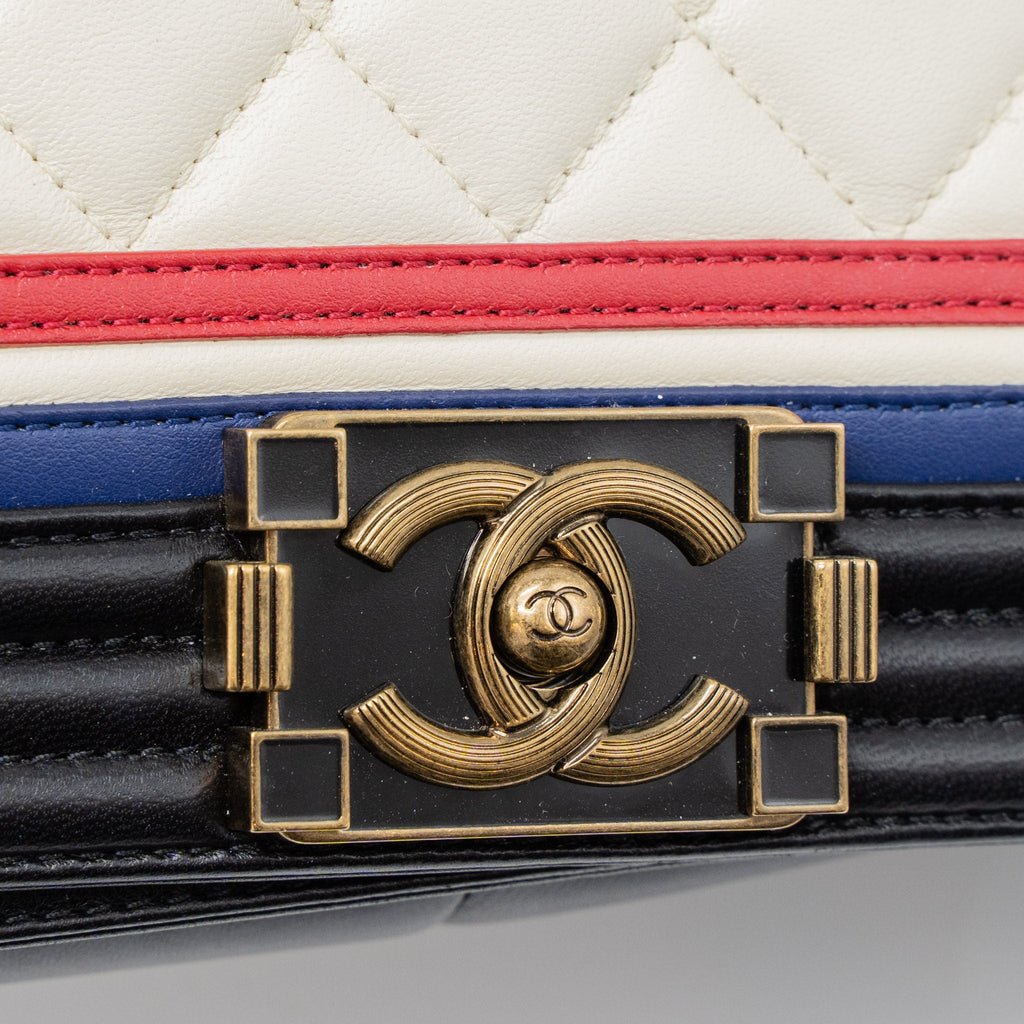 CHANEL MEDIUM BOY BAG LAMBSKIN MULTICOLOUR RUTHENIUM MULTICOLOUR HARDWARE