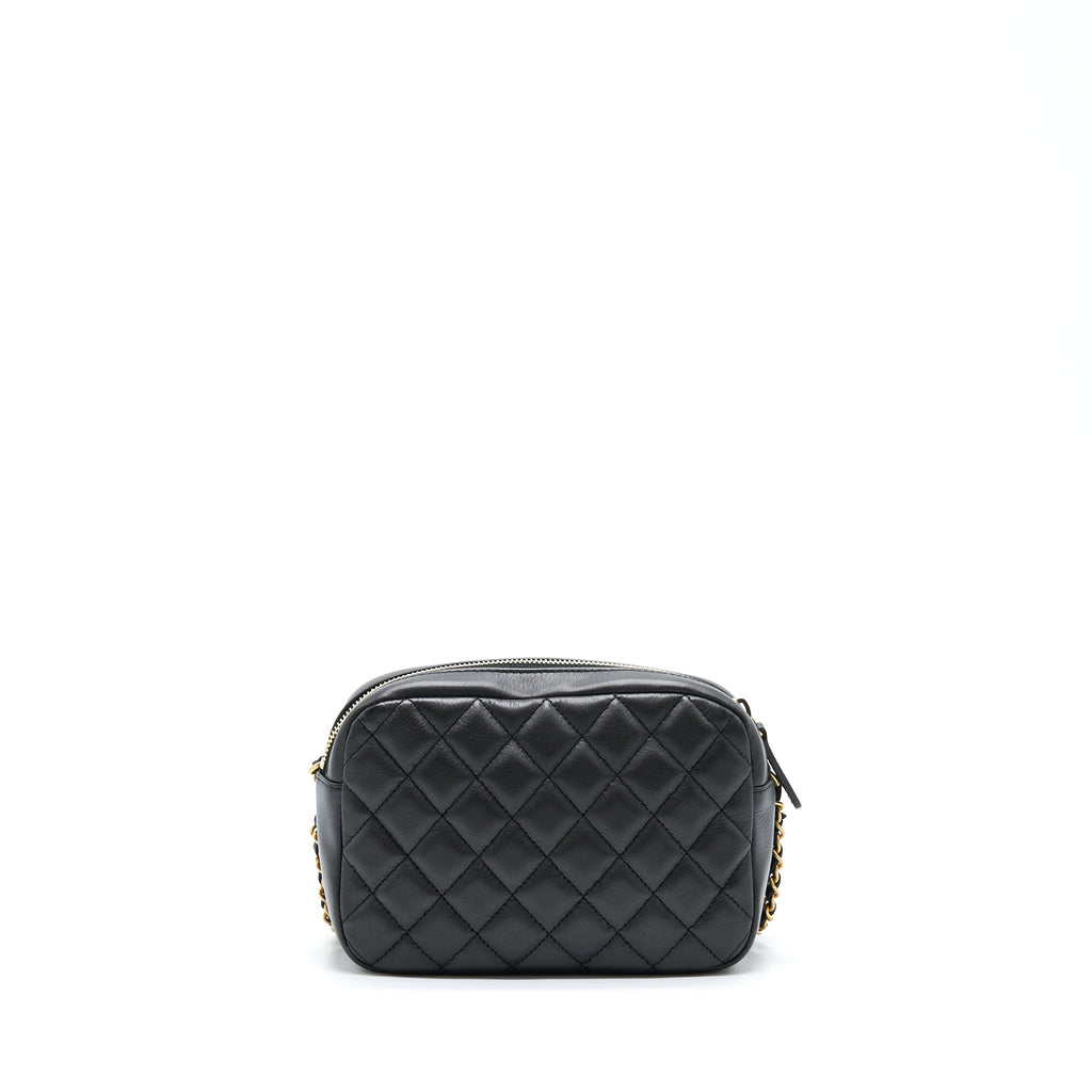 CHANEL CAMERA CASE QUILTED CALFSKIN BLACK GHW