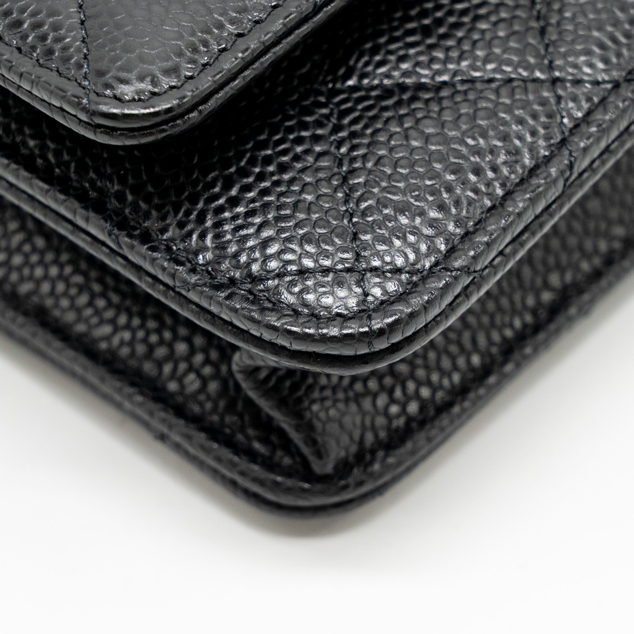 CHANEL CLASSIC WALLET ON CHAIN CAVIAR BLACK SHW (MICROCHIP)