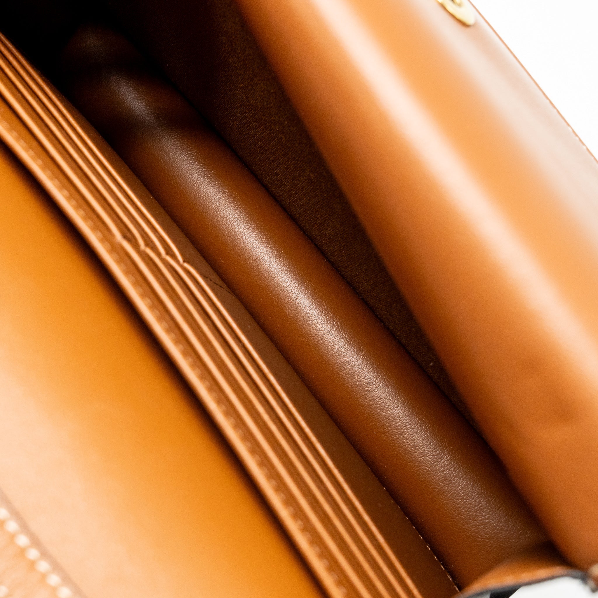 CELINE WALLET ON STRAP TRIOMPHE CANVAS / SMOOTH LAMBSKIN TAN GHW